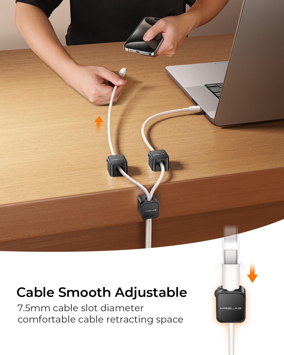 Mrglas 10 Pack Magnetic Cable Management Cord Organizer,[1S Lock] Cable Holder Clips  Desk Cable Clips [Cable Smooth Adjustable]