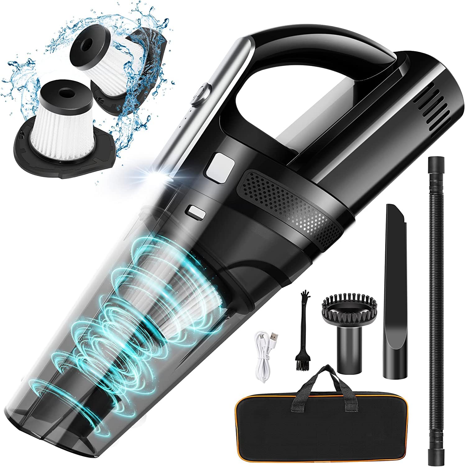 Sakold Handheld Vacuum Cordless Mini Portable Rechargeable Car Vacuum Cleaner With 11000Pa Powerful Suction For Car Home And Off