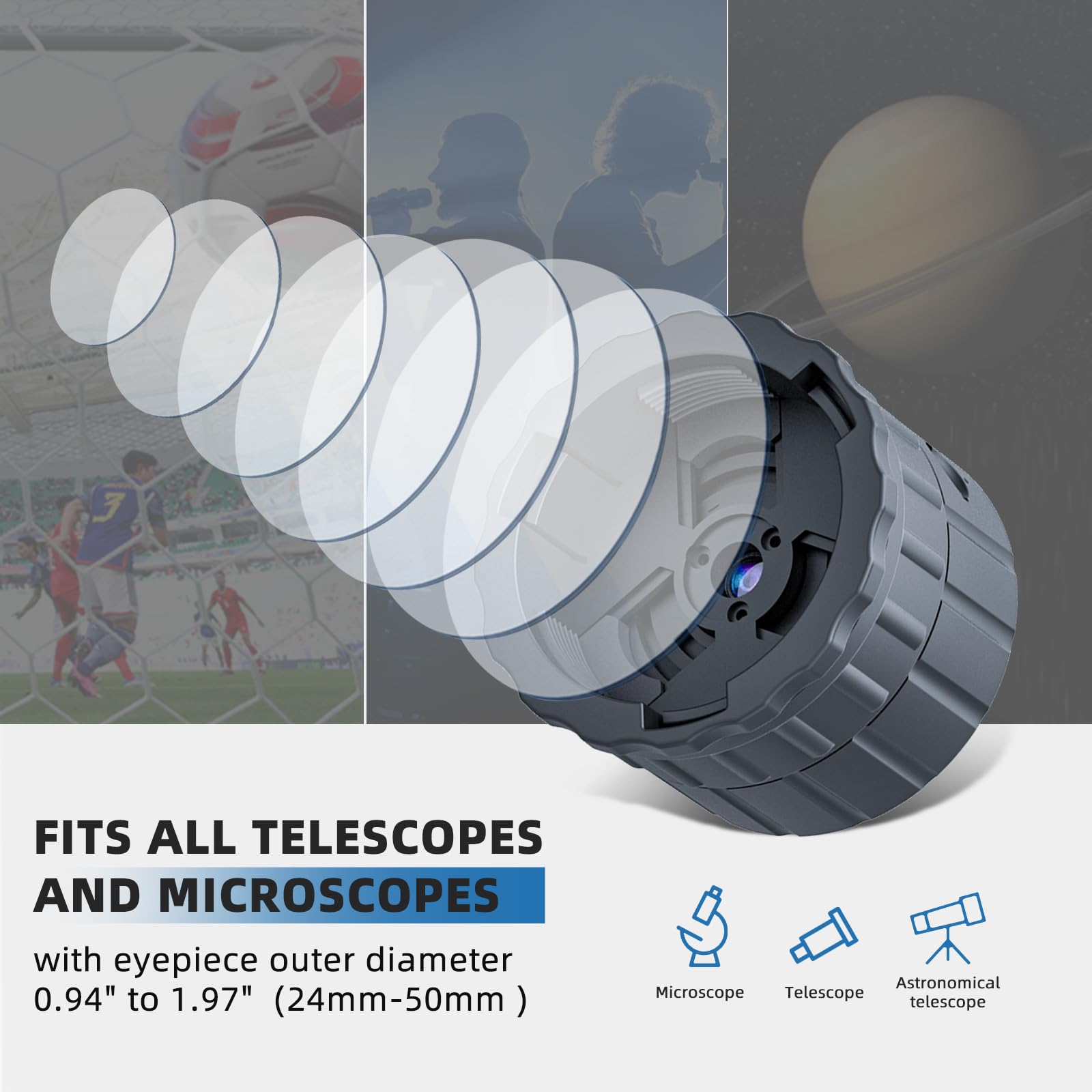 Wifi Eyepiece Telescope Camera With 2.5K Video Recording Suitable For 24Mm 50Mm Optical Telescope Microscope And Monocular Binoc