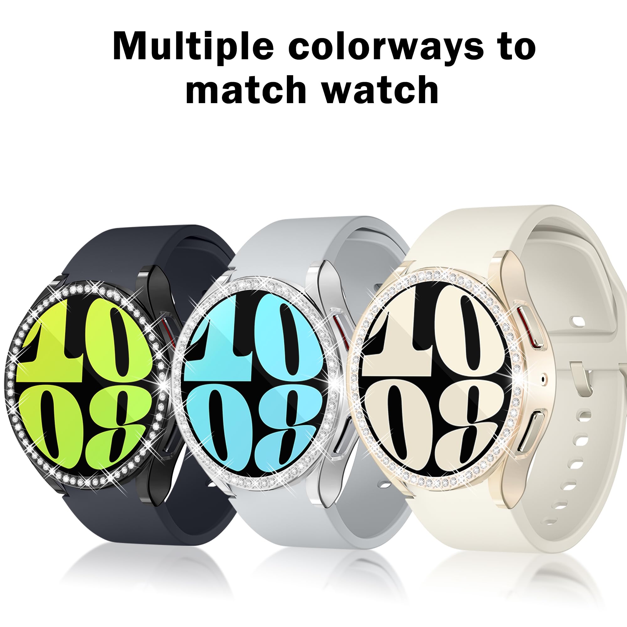 [16 Pack] Bling Watch Screen Protector For Samsung Galaxy Watch6 44Mm, Glitter Case Tpu Soft Cover Full Protection With Crystal