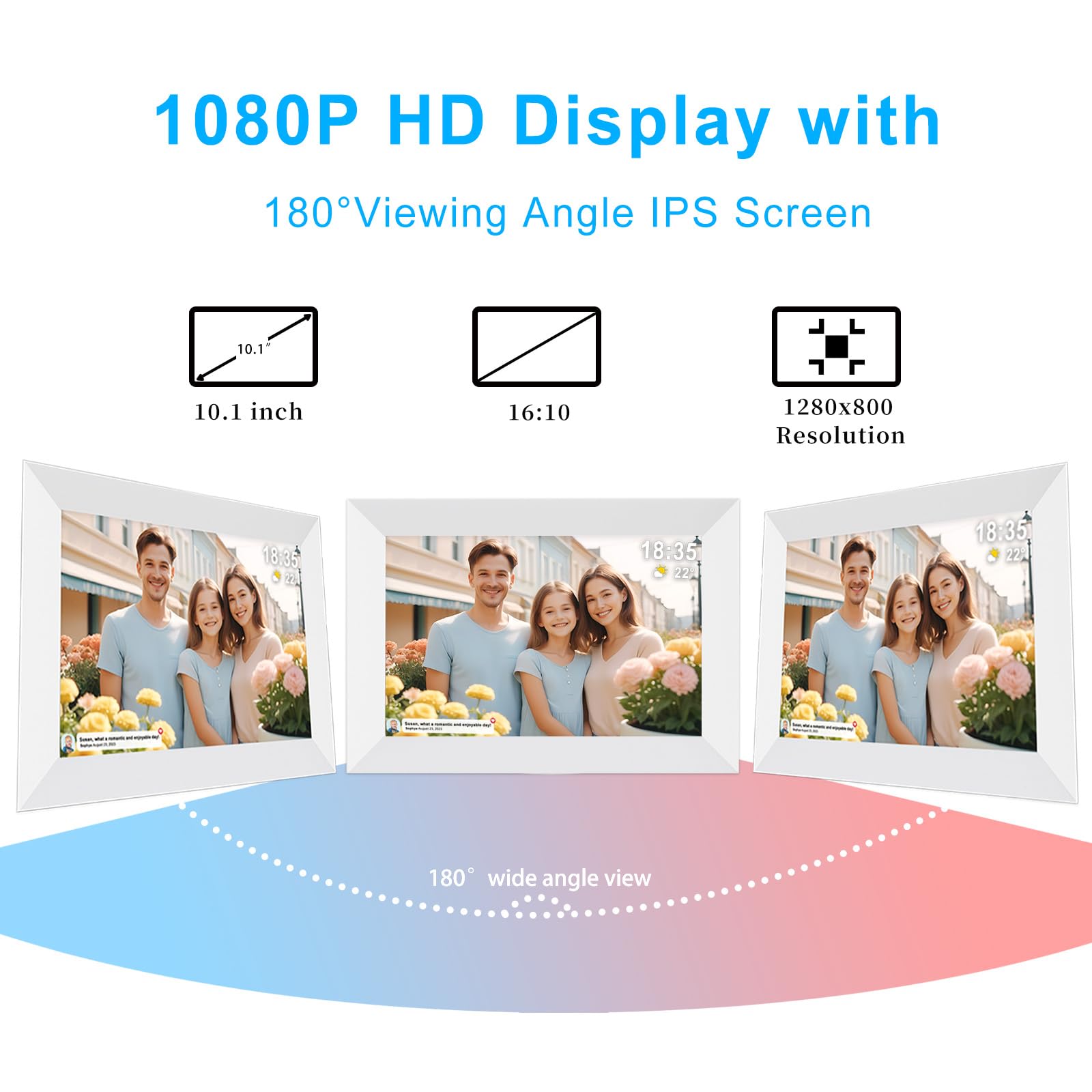 Frameo Digital Picture Frame Wifi 10.1 Inch Digital Photo Frame With 32Gb Storage Sd Card Slot Desktop,Ips Touch Screen, Auto Ro