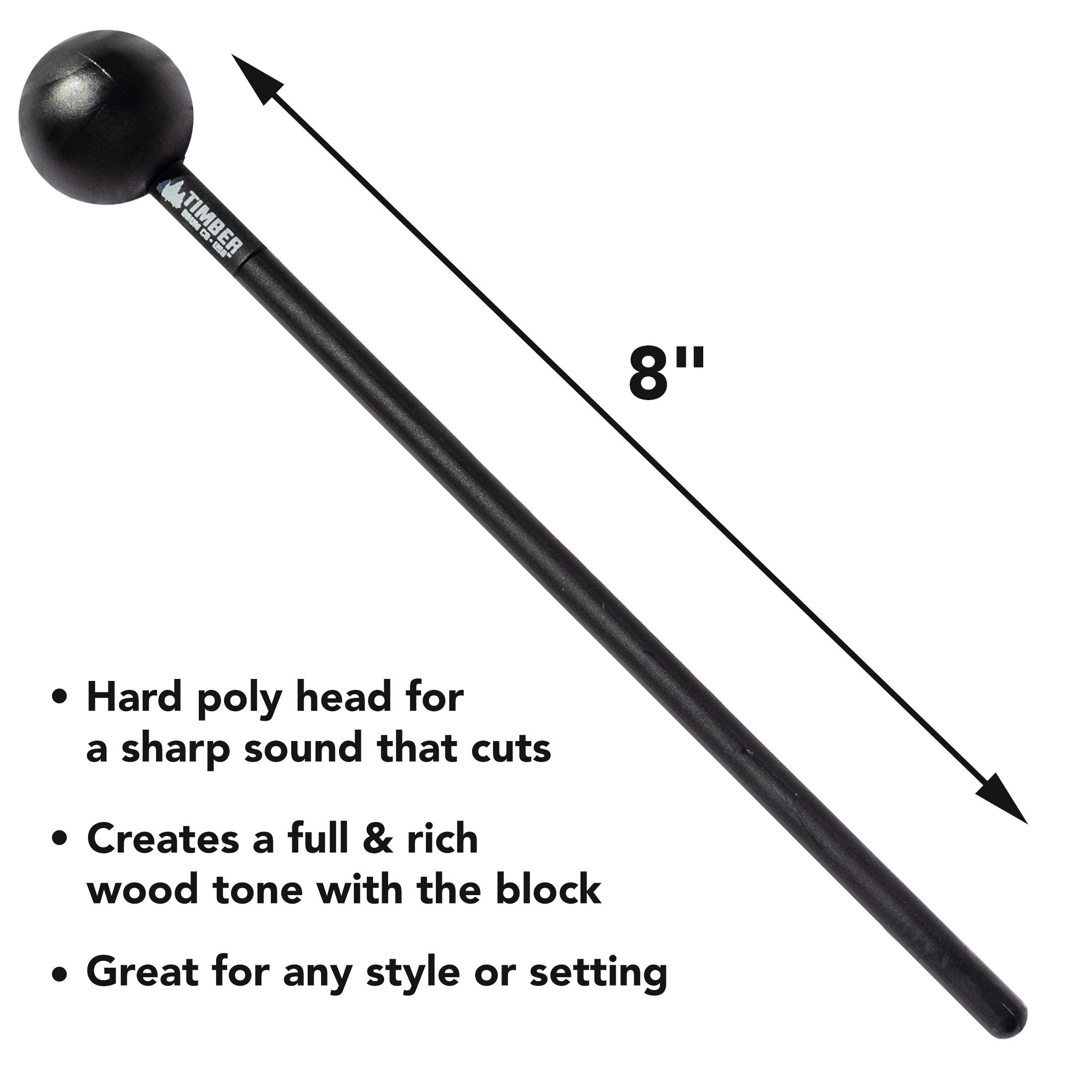 Timber Drum Co. 7 Wood Block With Mallet - Made In U.S.A. - Creates Loud And Resonant Tone From Handcrafted Solid American Hardw