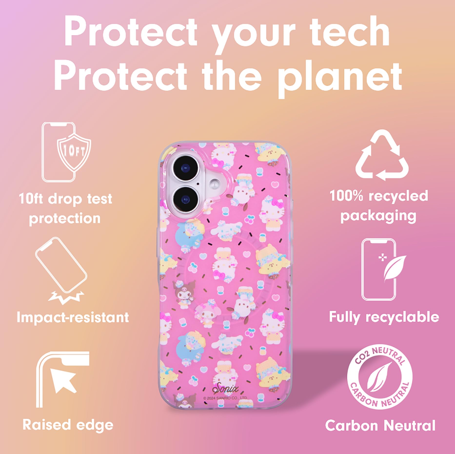Sonix X Sanrio Case For Iphone 16 Plus | Compatible With Magsafe | 10Ft Drop Tested | Hello Kitty And Friends Ice Cream