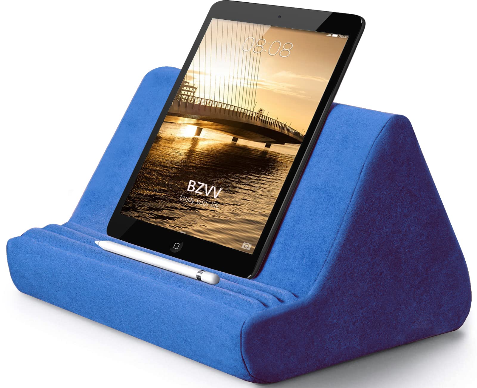 Soft Tablet Stand Pillow With Pocket,Tablet Cushion Stand,Adjustable 3 Viewing Angle,Lazy Holder Stand For Bed Sofa,Compatible W
