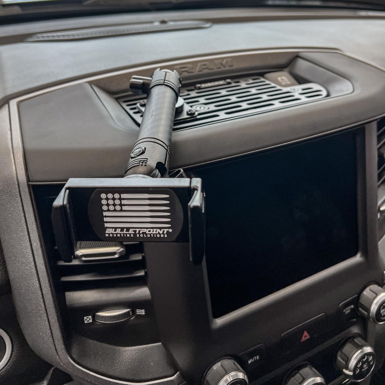 Bulletpoint Multiple Device Metal Dash Mount Cell Phone Holder Compatible With 2019+ Ram Truck 1500, 2500, 3500, Trx, Rho (Rubig