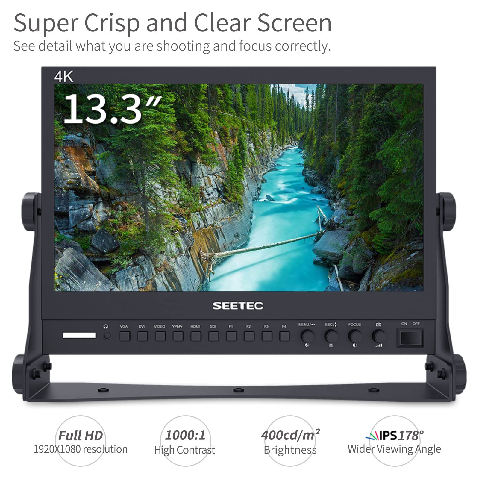 Seetec P133 9Hsd 13.3 Inch Pro Sdi Broadcast Monitor Professional Lcd Director Studio Production Monitoring Ips Screen Full Hd 1