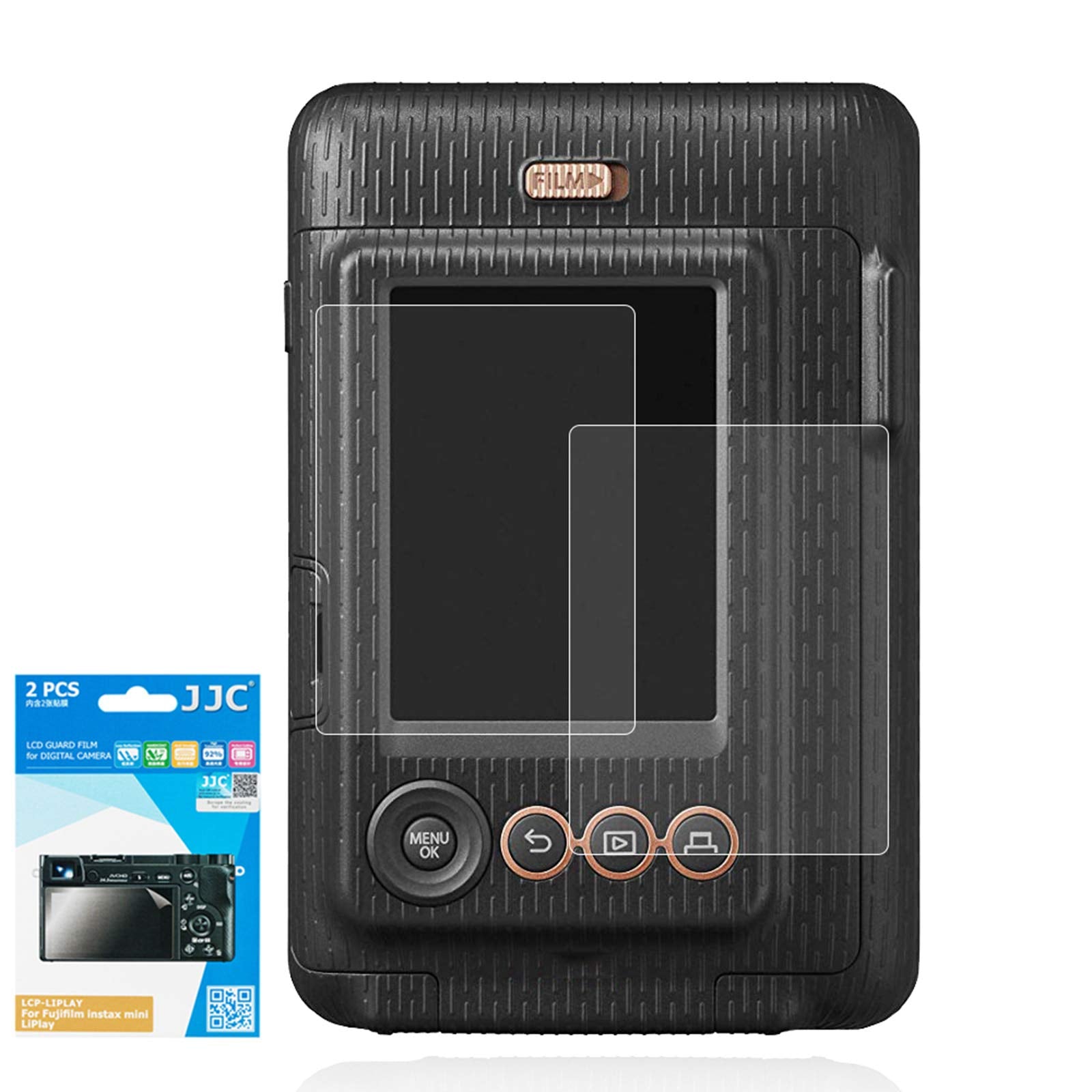 JJC 2 Pack PET Film Screen Protector Compatible for Fujifilm Instax Mini Liplay Anti-Fingerprint Anti-Scratch Water-Resistant 3H