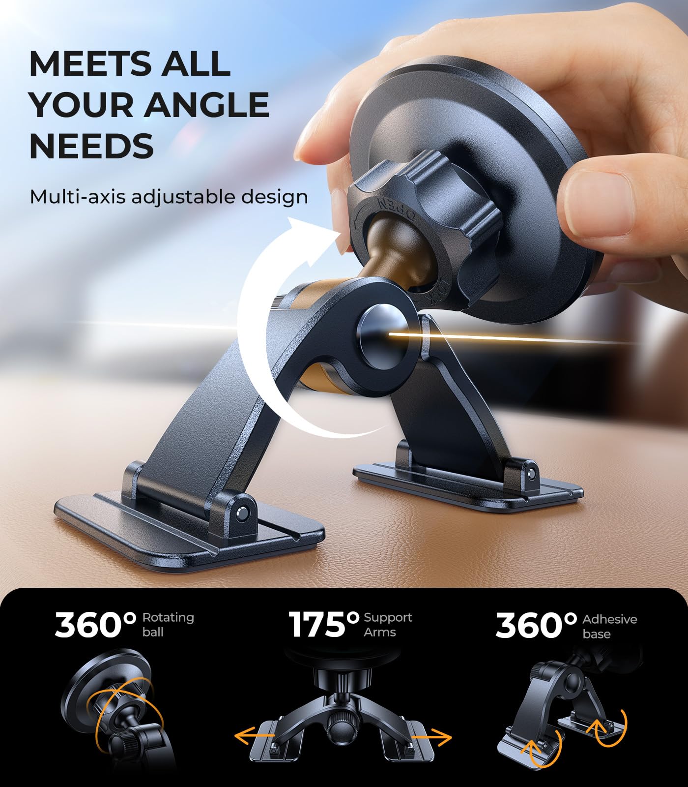 Vicseed 2025 Upgrade For Magsafe Car Mount [Strongest Dashboard Adhesive & 25N Magnetic] Cell Phone Holders For Your Car, 360 Ad