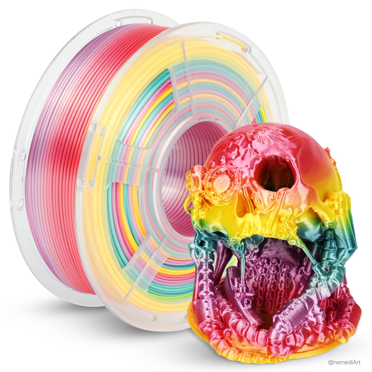 JAYO Silk Rainbow PLA+ Filament 1.75mm 1.1kg, Multicolor Gradient Shin ...