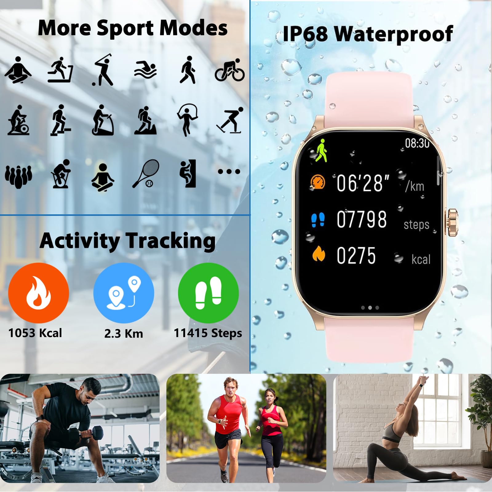 Licyapo Smart Watch For Women(Answer/Make Call), 1.85 '' Hd Smartwatch, Fitness Tracker With 100+ Sport Modes, Ip68 Waterproof,