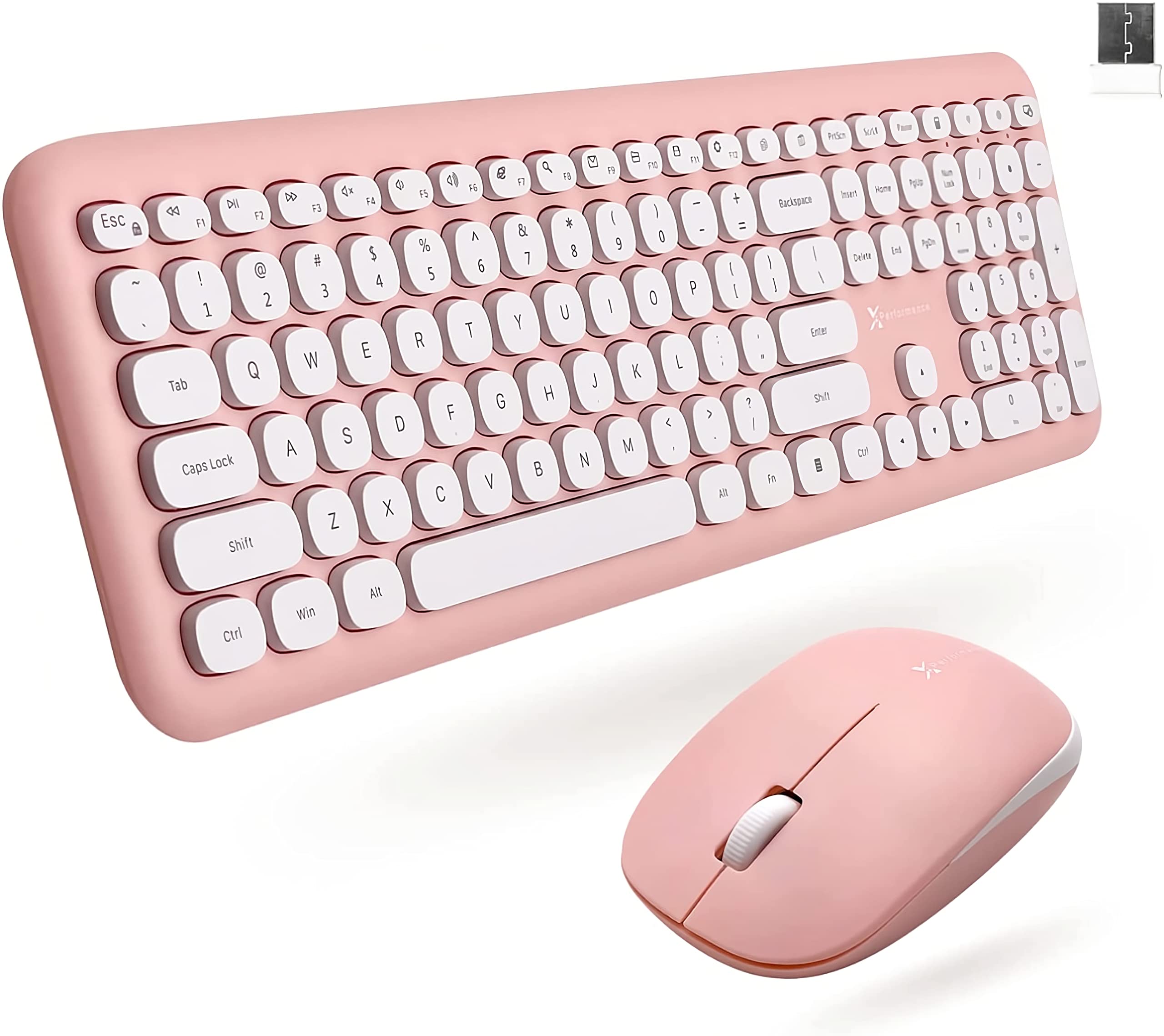 X9 Pink Keyboard And Mouse Wireless | Cute Wireless Keyboard And Mouse Combo   Transform Your Space With A Colorful Keyboard And Mouse Set For Pc Laptop And Chrome (Pink/White)