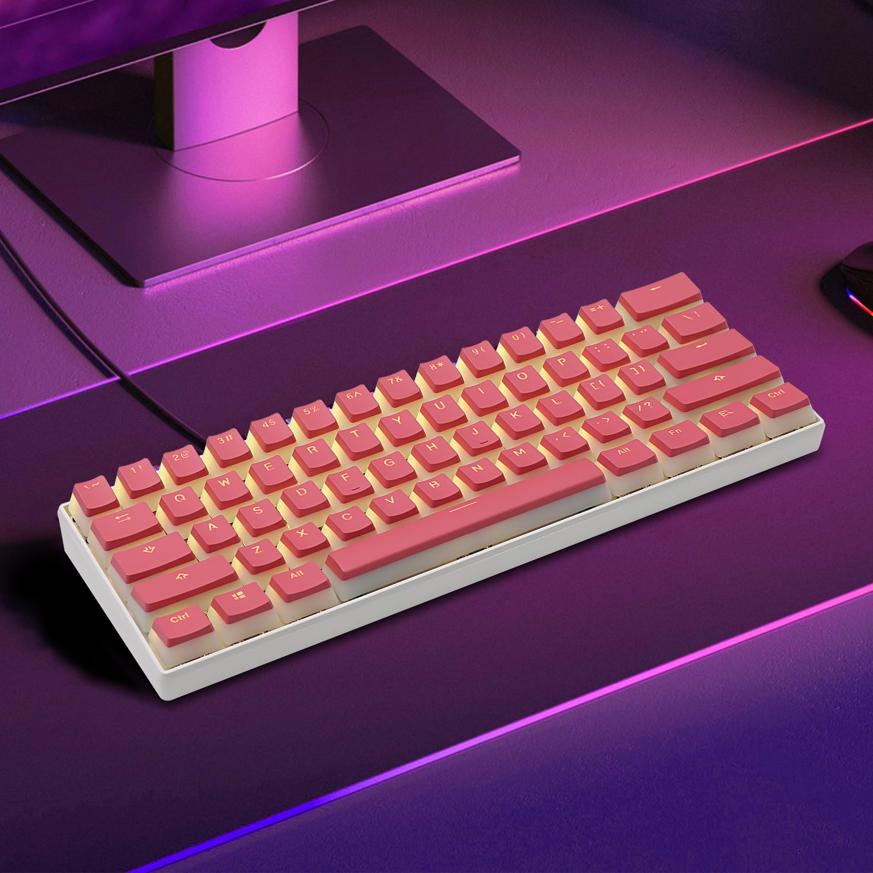 Happy Balls Pink Pudding Keycaps Translucent Pbt Keyset Backlit Oem Profile Ansi/Iso Layout For Mechanical Keyboard Compatible W