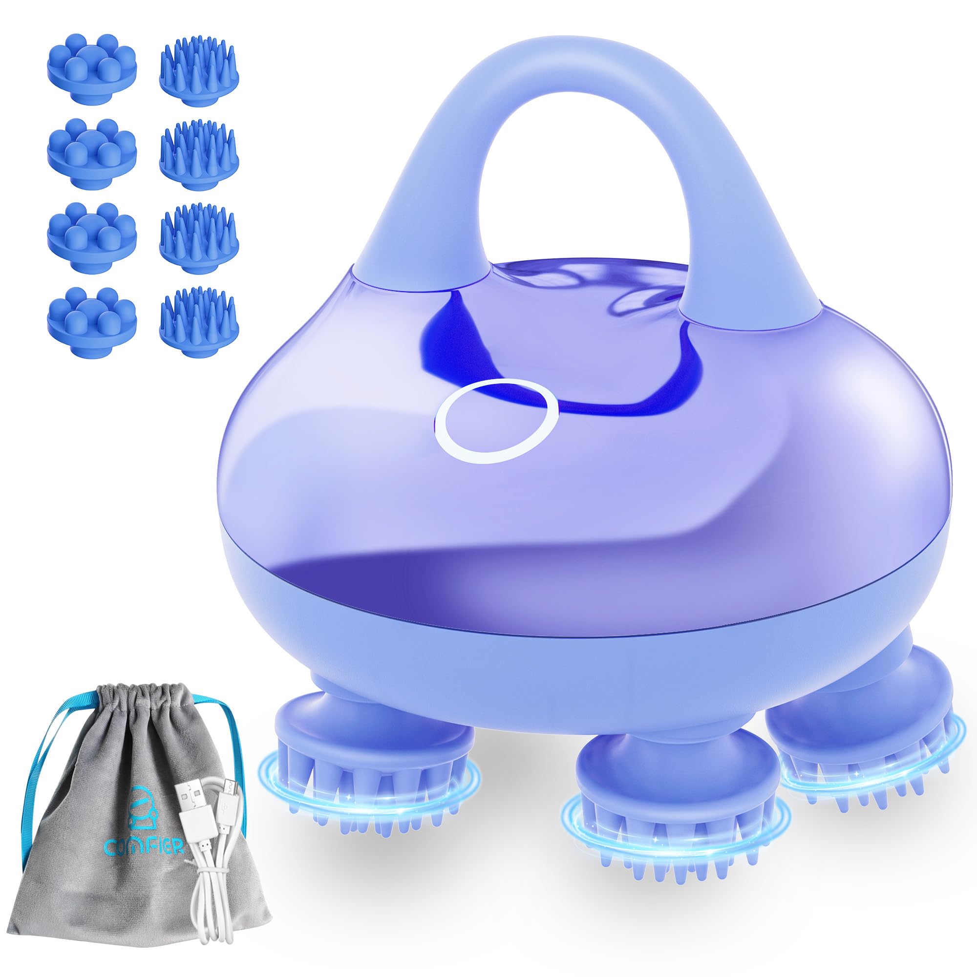 COMFIER Cordless Scalp Massager Hair Growth with 3 kneading Modes,Waterproof Head Massage with 8 Claws for Deep Cleansing,Body C
