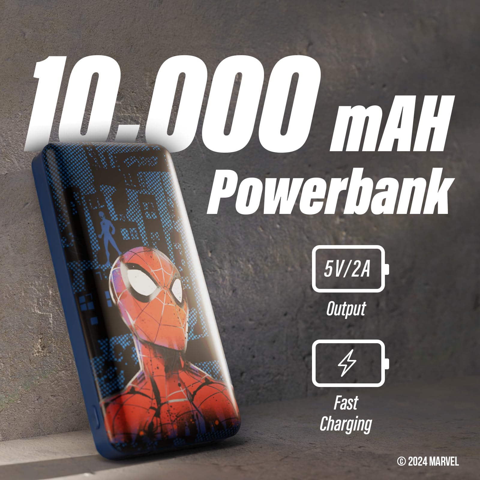 Marvel Spider-Man 10,000 Mah Power Bank- Portable Phone Charger Battery Pack W/Usb Charging Ports- Spiderman Gifts For Men,Women