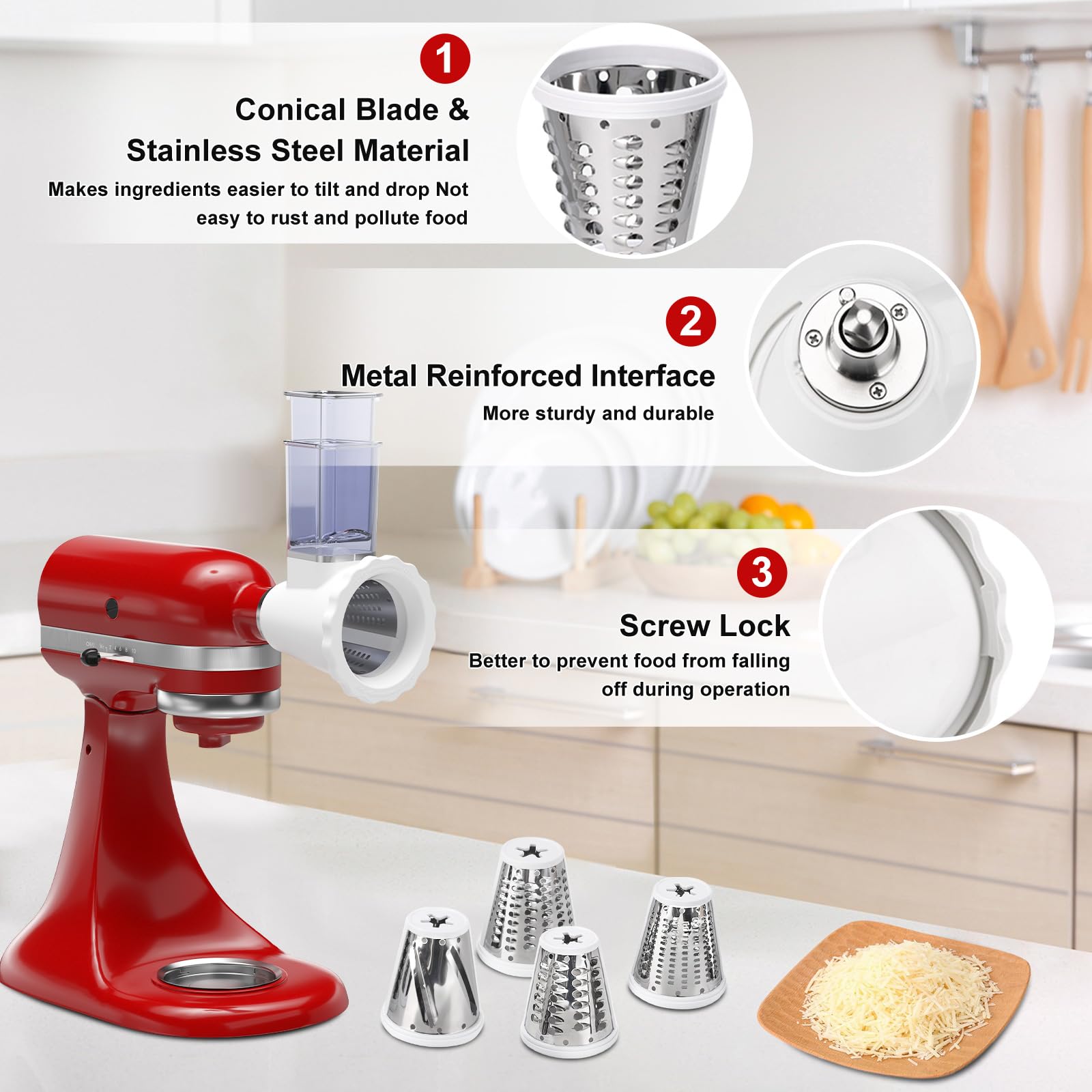 Cheese Slicer Shredder Attachments For Kitchenaid Stand Mixers, Food Slicers Cheese Grater Attachment, Salad Maker Accessory Veg