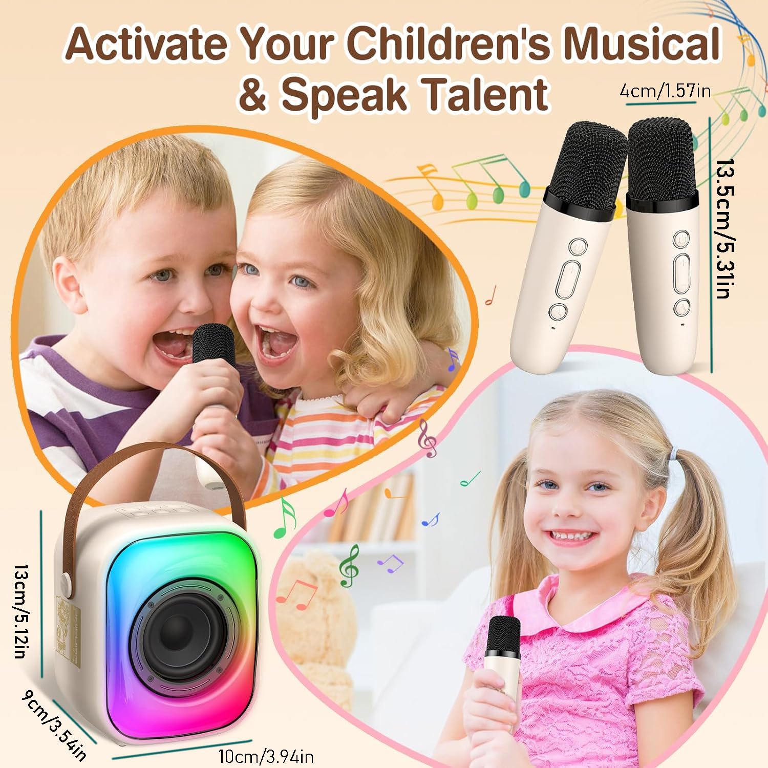 Phnixgam Mini Karaoke Machine With Two Wireless Microphones, Portable Bluetooth Speaker For Adults And Kids, Karaoke Microphone