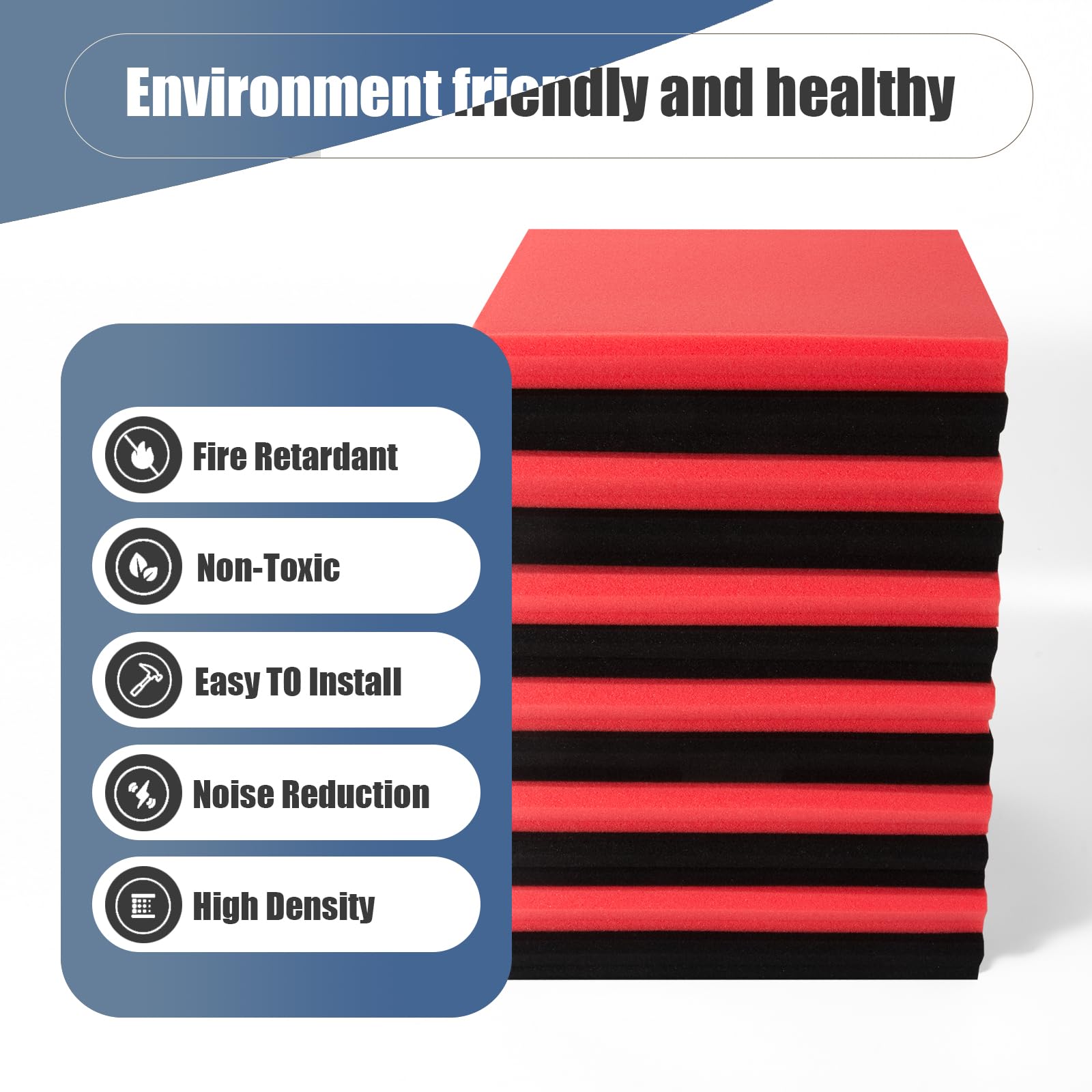 Hwliyutai 50 Pack Acoustic Panels 1 X 12 X 12 Inches   Acoustic Foam Studio Foam Wedges High Density Panels Soundproof Wedges Ch