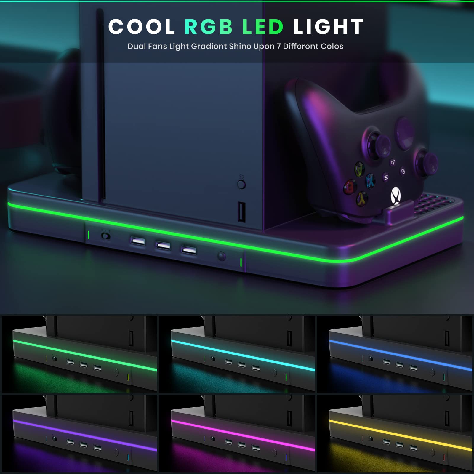 Charging Stand With Cooling Fan, Codogoy Vertical Stand Compatible With Xbox Series X/S Console And Controller, Vertical Dual Co