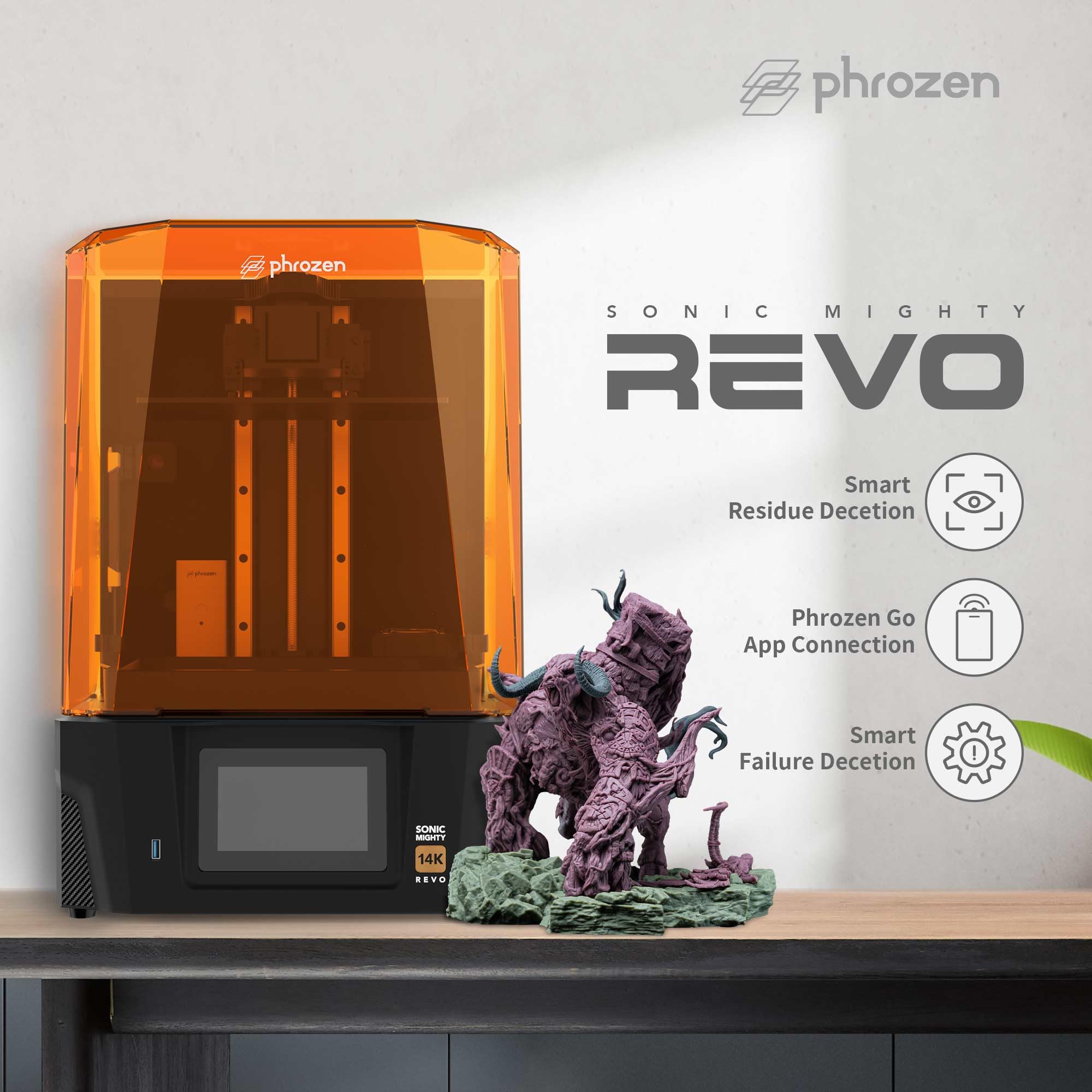 Phrozen Sonic Mighty Revo 14K Lcd Resin 3D Printer, 10.1 Monochrome Lcd, Tabletop 3D Printer With 16.8*24.8M Xy Resolution, 8.8*
