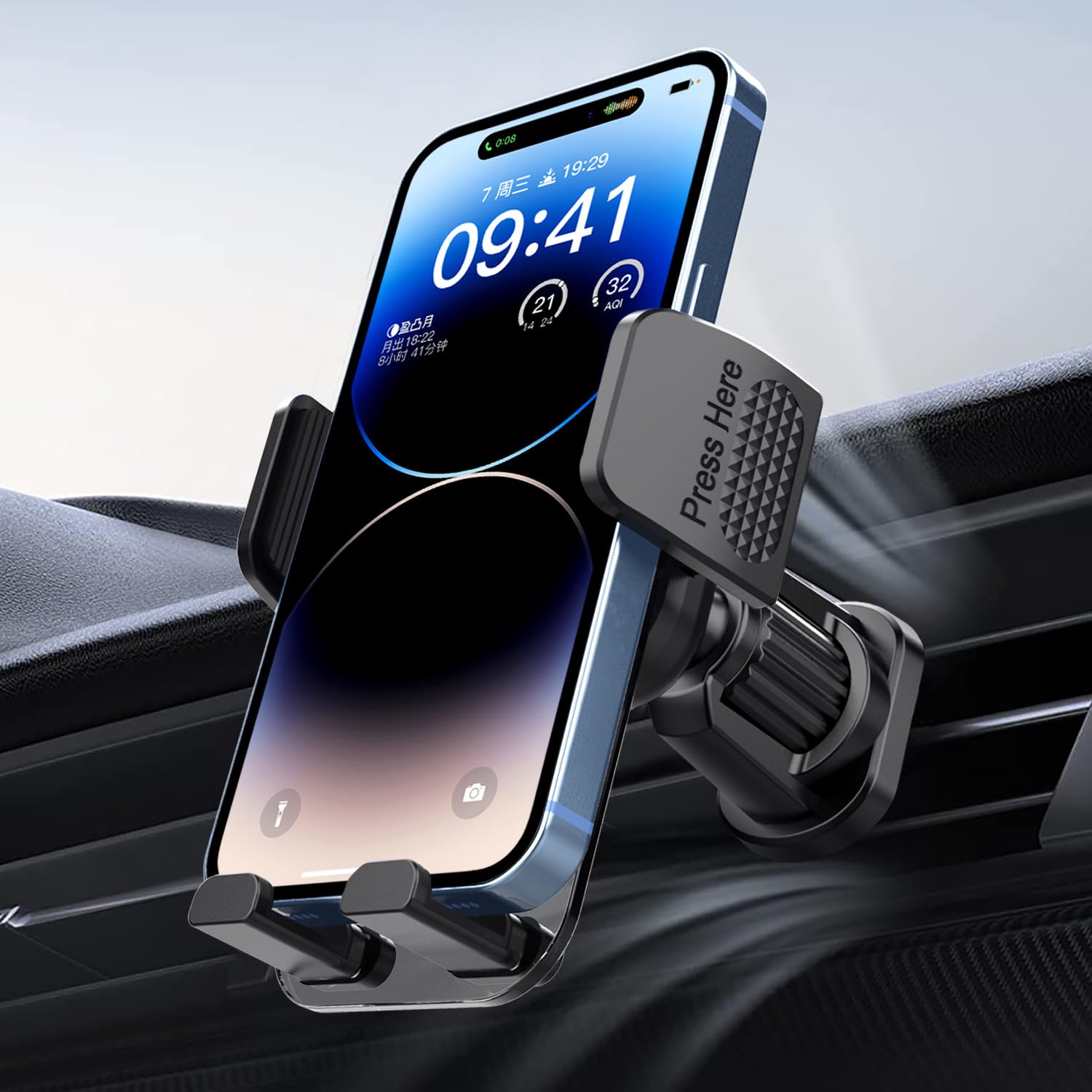 Novake Car Phone Holder Vent - Upgraded Spring Clip [Big Phone Friendly] Air Vent Cell Phone Mount For Car Hands Free Automobile