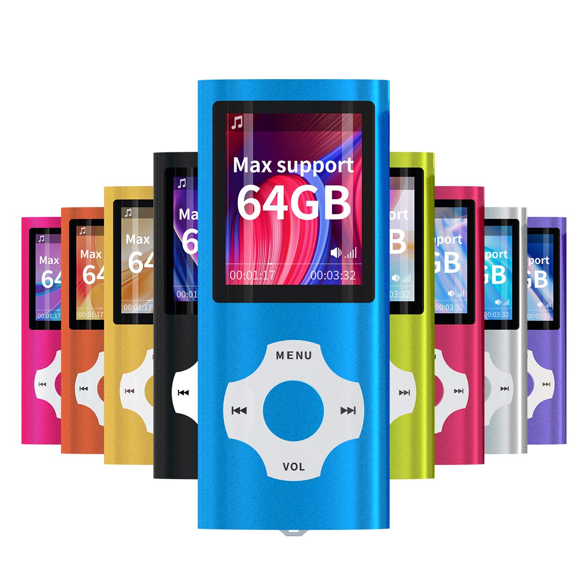 Wowsys Mp3/Mp4 Portable Player,1.8 Inch Lcd Screen And Card Slot,Max Support 64Gb Tf Card,Darkblue