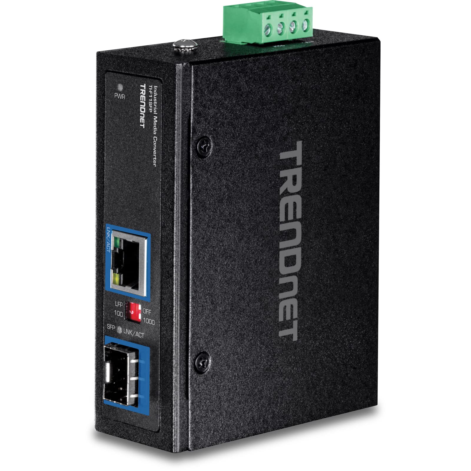 Trendnet Hardened Industrial 100/1000 Base T To Sfp Media Converter, Din Rail And Wall Mount Hardware Included, Multi Or Single Mode Fiber, Power Supply Sold Separately, Black, Ti F11Sfp