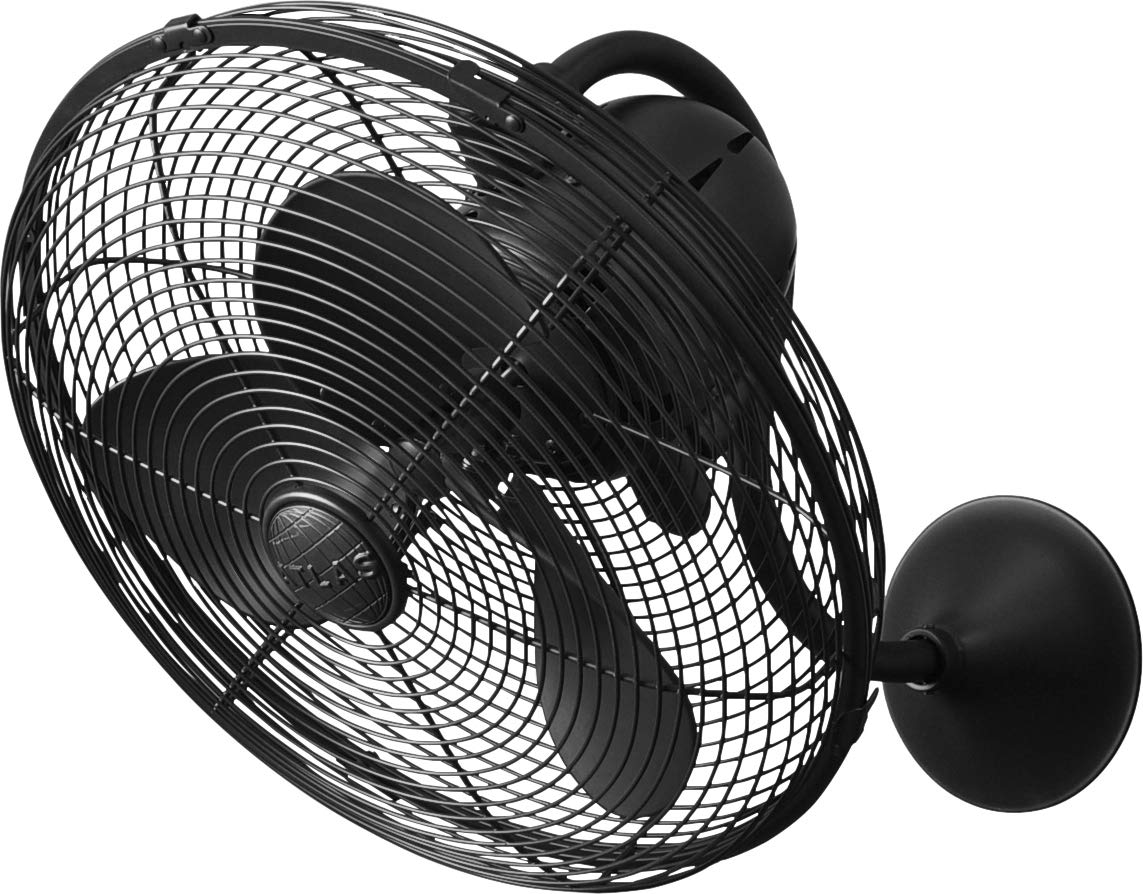 Matthews LL-BK Laura 16 Indoor/Outdoor Damp Rated 90 Degree Oscillating Wall Fan with Remote Control, Whisper-quiet DC Motor, 3 