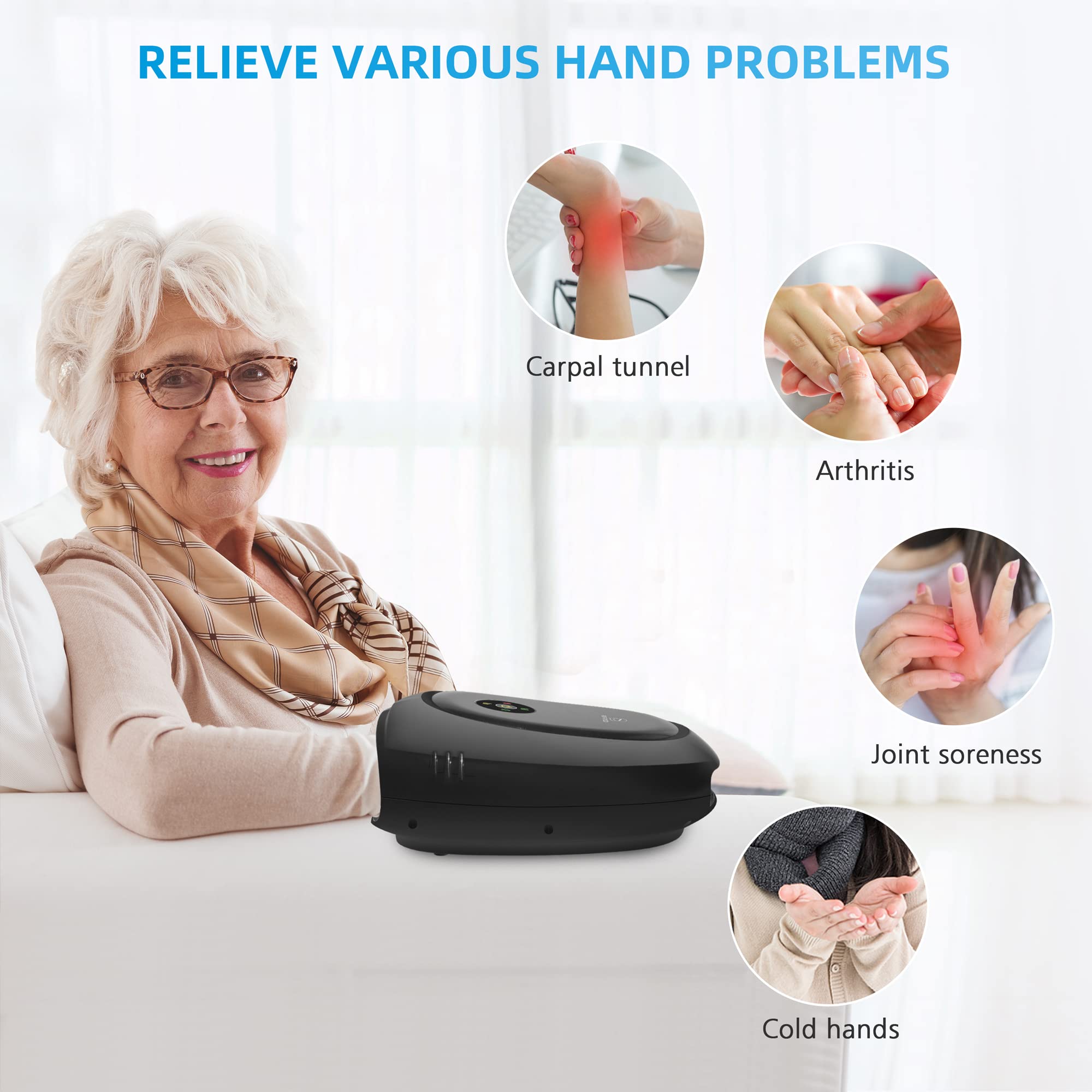 Comfier Hand Massager With Heat And Compression, Fsa Hsa Eligible Cordless Hand Massager With Intelligent App Control For Arthri