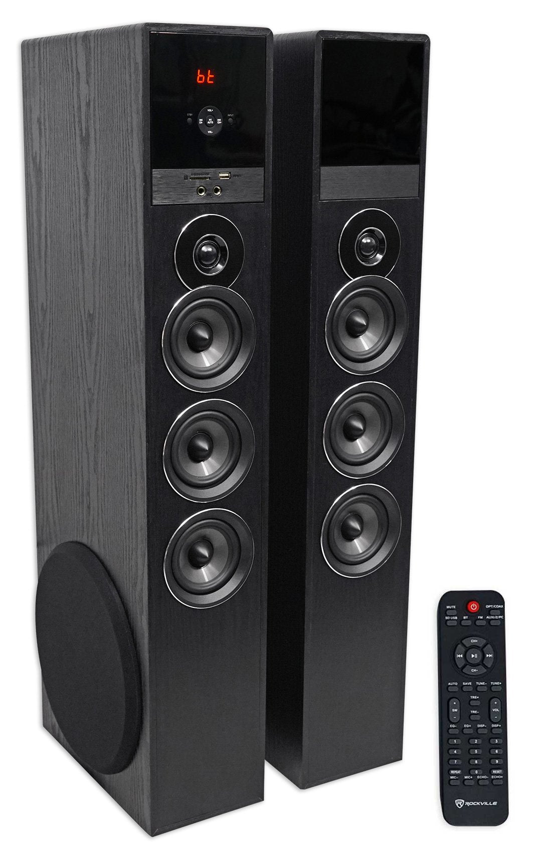 Rockville Tm150B Black Home Theater System Tower Speakers 10'' Sub/Bluetooth/Usb