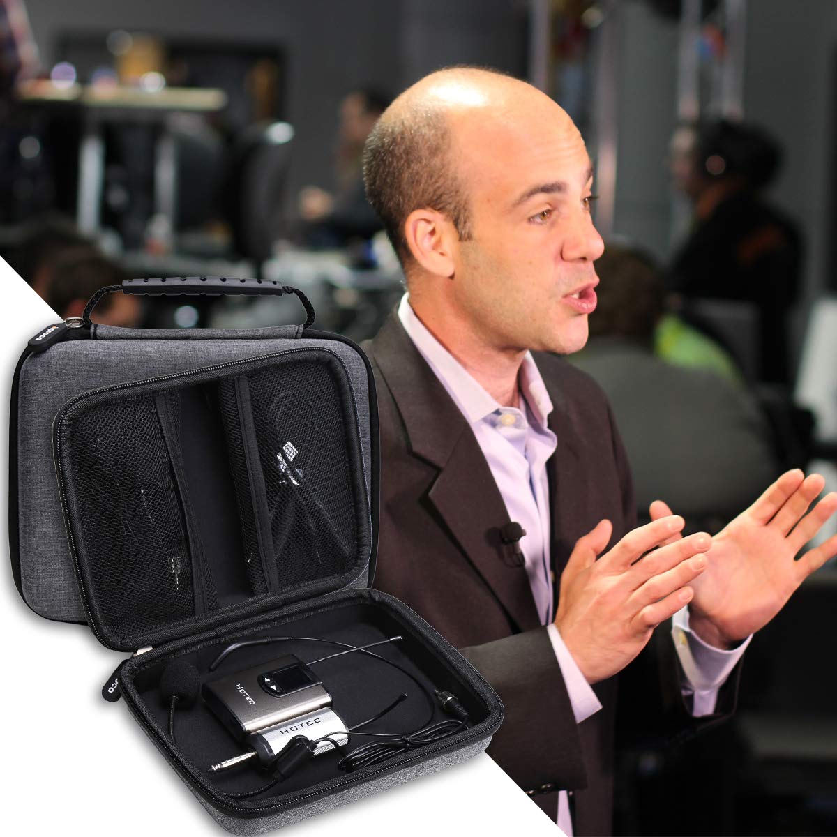 Aproca Hard Travel Storage Carrying Case For Hotec Uhf Wireless Headset Microphone