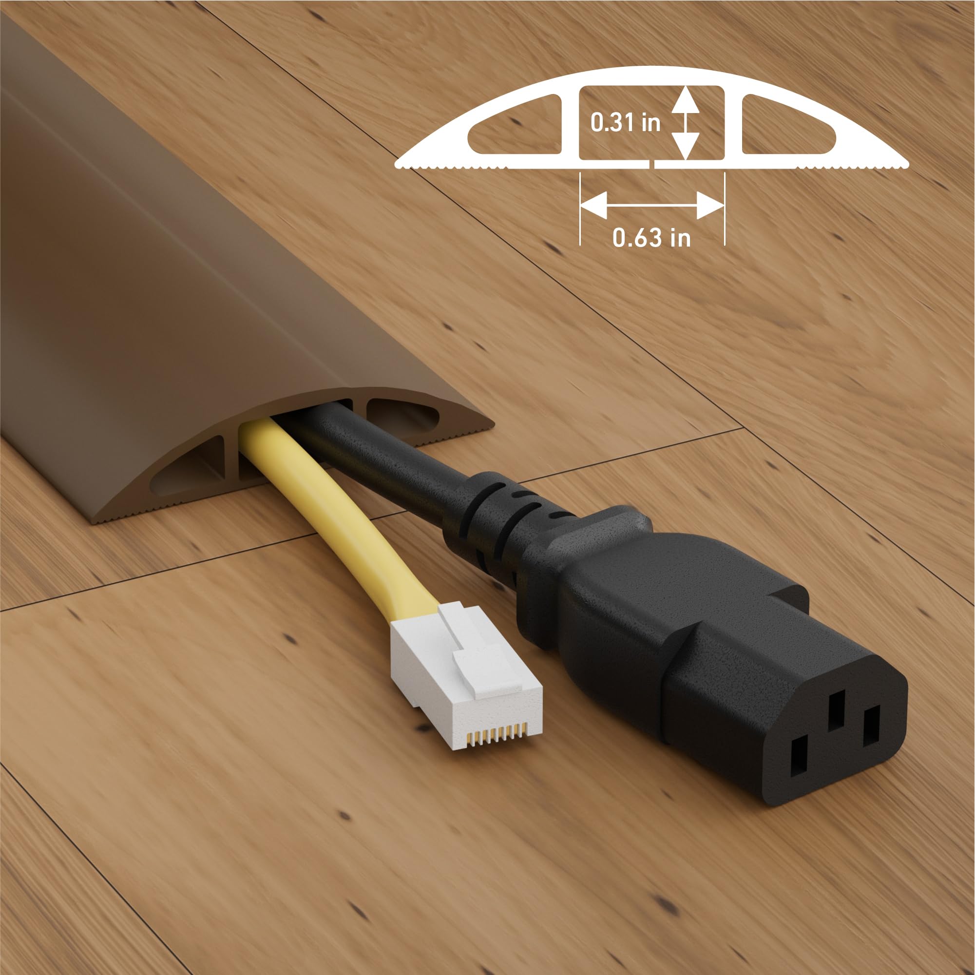D Line 6Ft Floor Cord Cover, Cable Protector, Hide Extension Cords, Protect Cords, Prevent Cable Trips, Heavy Duty Cord Hider