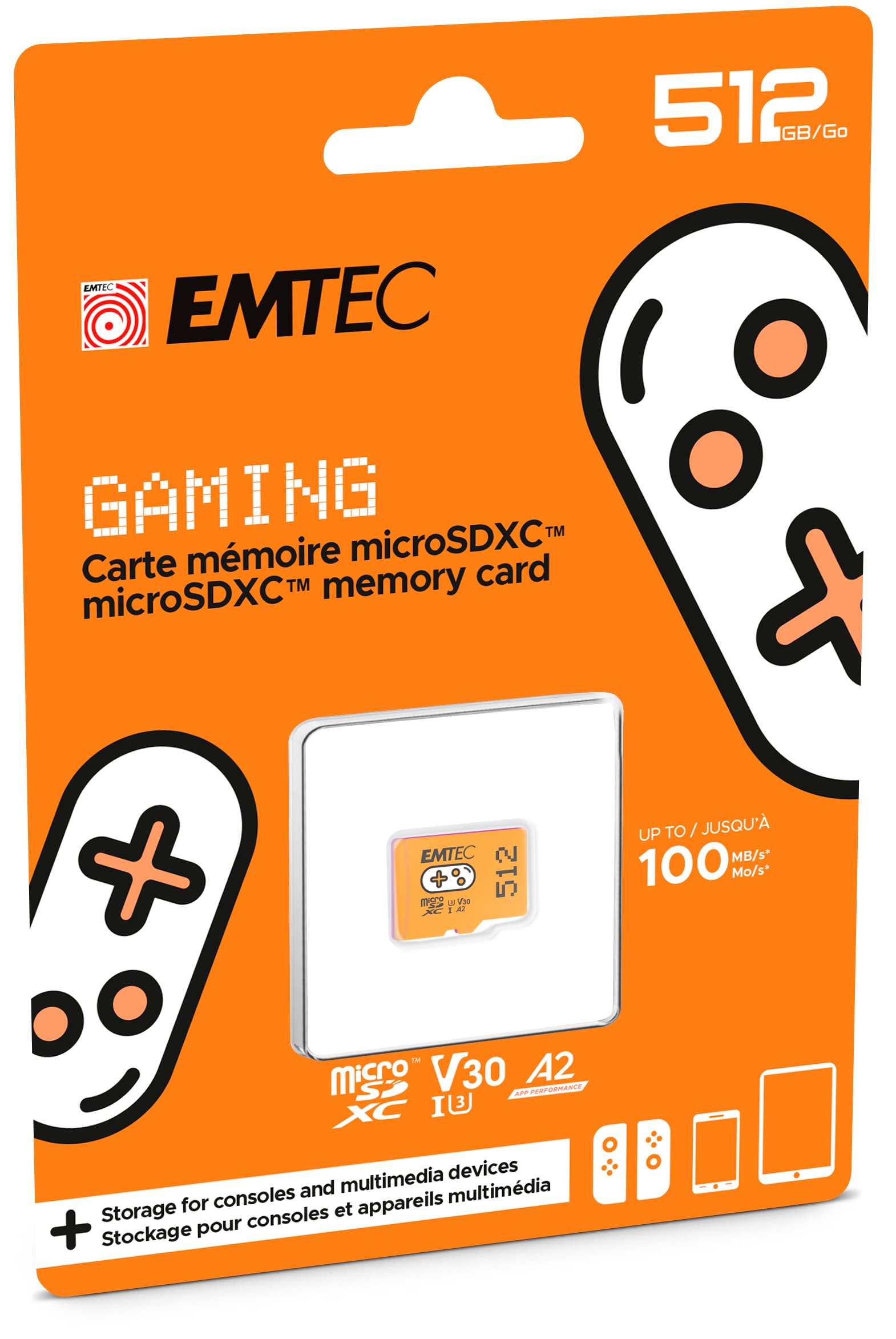 Emtec 512Gb Gaming Micro Sd Card, Microsdxc Memory Card For Nintendo Switch, Wyze, Gopro, Dash Cam, Security Camera, 4K Video Recording, Uhs I A1 U3 V30 C10, Up To 100Mb/S, With Adapter