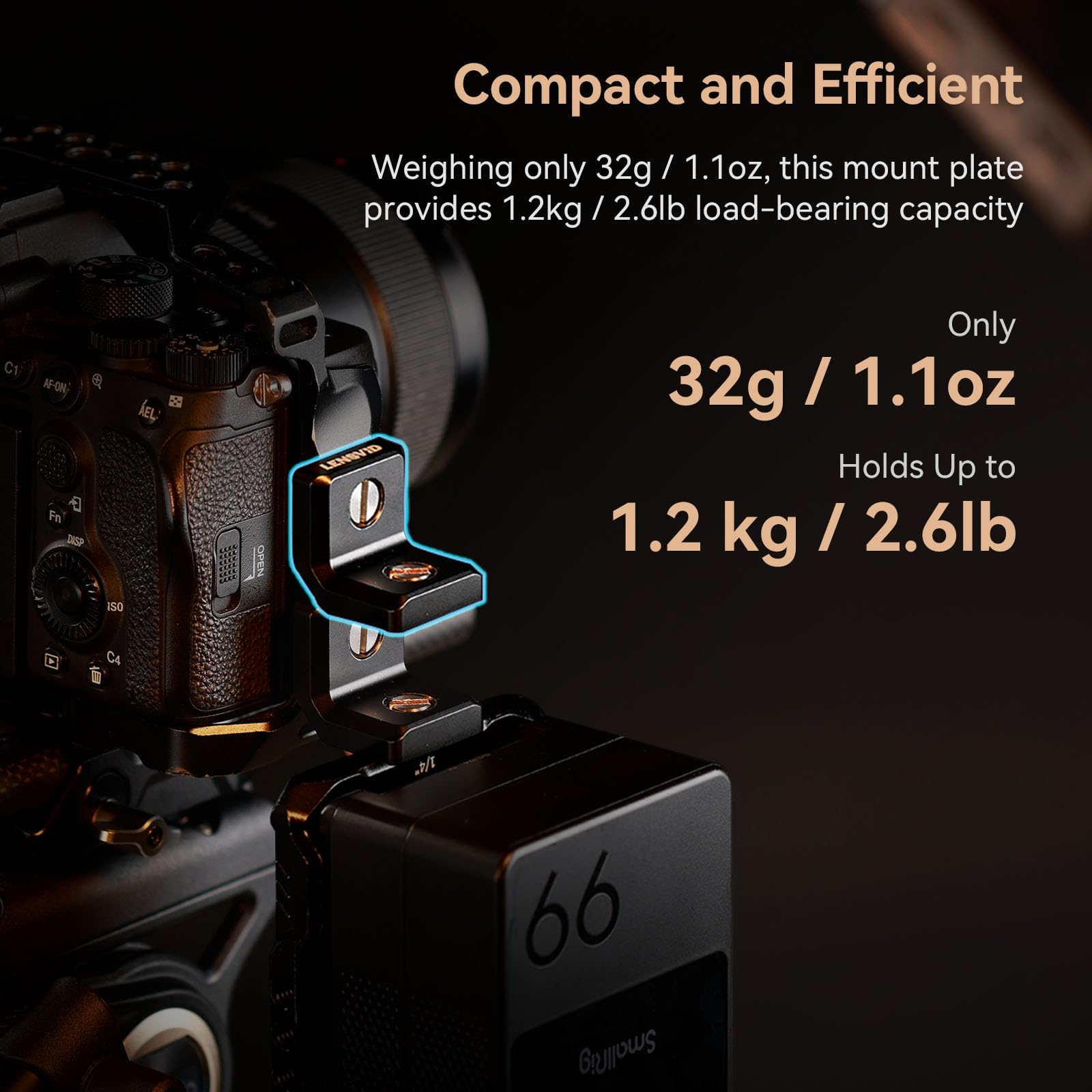 Smallrig X Lensvid Mini L-Shaped Mount Plate Kit, At A 90 Angle With 3/8-16 Locating Hole For Arri, Max.Load 1.2Kg For Tripod