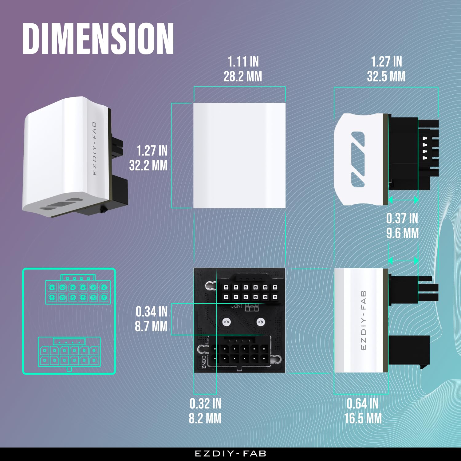 Ezdiy Fab 12Vhpwr 12+4 Pin Angle Connector Power Adapter For Rtx40' Series Graphics Card, Supports 600W Output, Comptatible To R