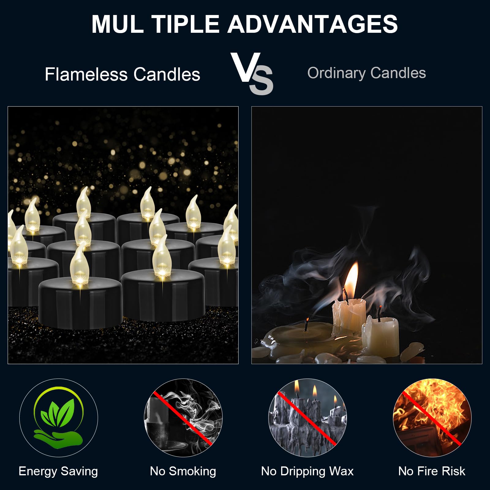 Minxin Battery Operated Tea Lights Candles:12 Pack Realistic And Bright Flickering Holiday Gift Flameless Candles Led Electric T