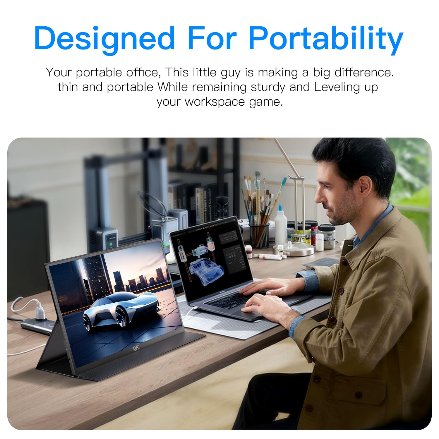 15.6'' Portable Monitor For Laptop 1080 Fhd (Metal Body) Small Monitor Usb C, Hdmi Portable Screen For Laptop Compatible With Wi