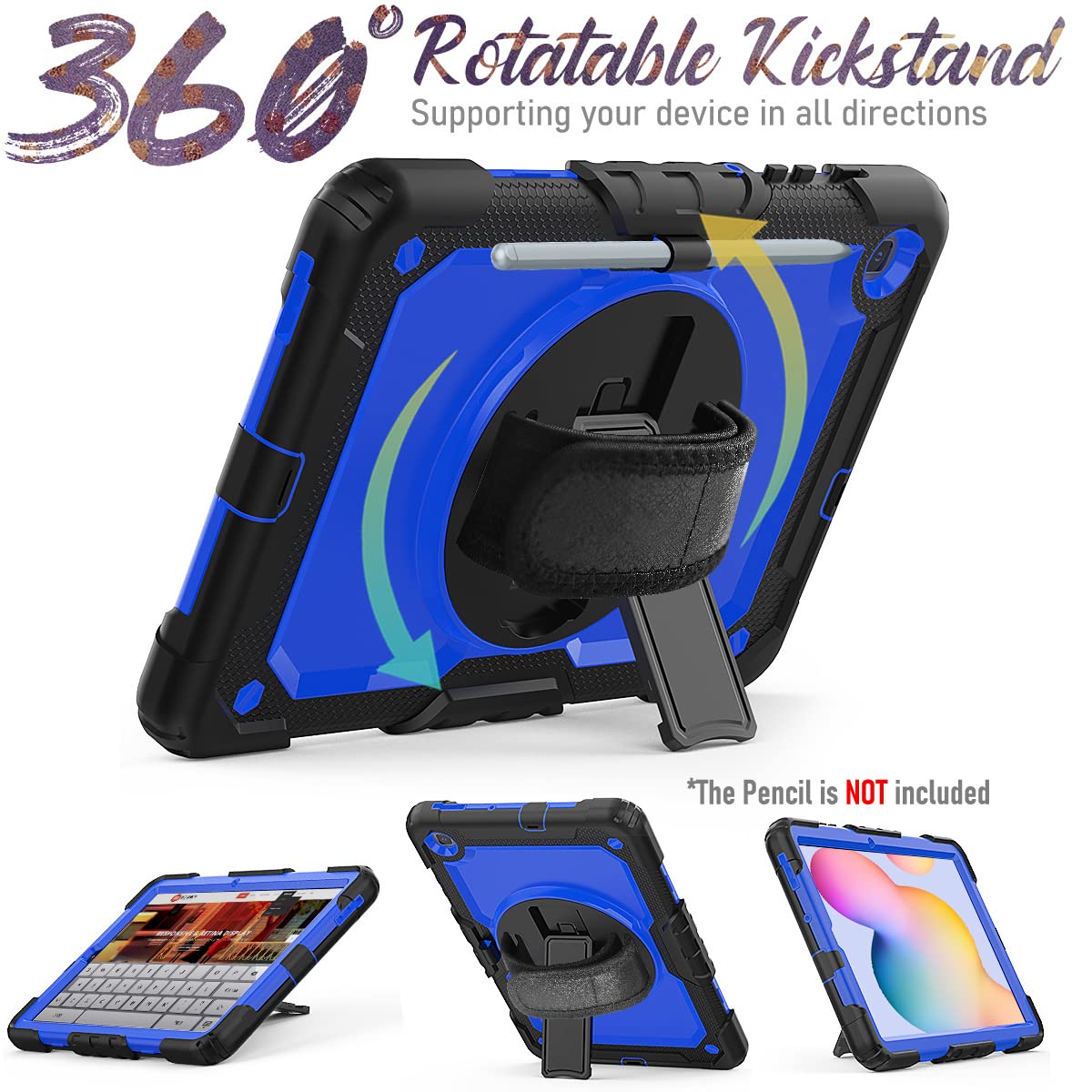 Hxcaseac For Samsung Galaxy Tab S6 Lite Case 10.4 Inch 2024/2022/2020, Sm P620/P610/P613/P615 Case With Pen Holder/Hand Strap/Sc