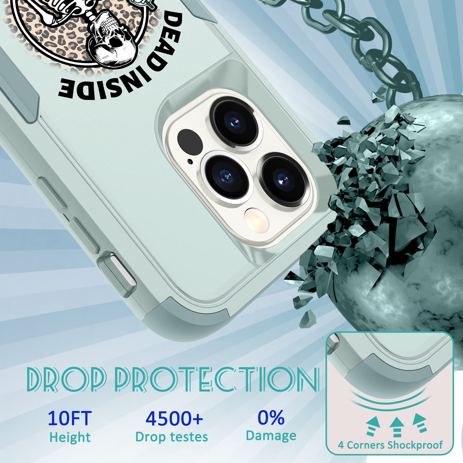 Plakill iPhone 13 Pro Max Heavy Duty Shockproof Phone Case Coffee Skeleton