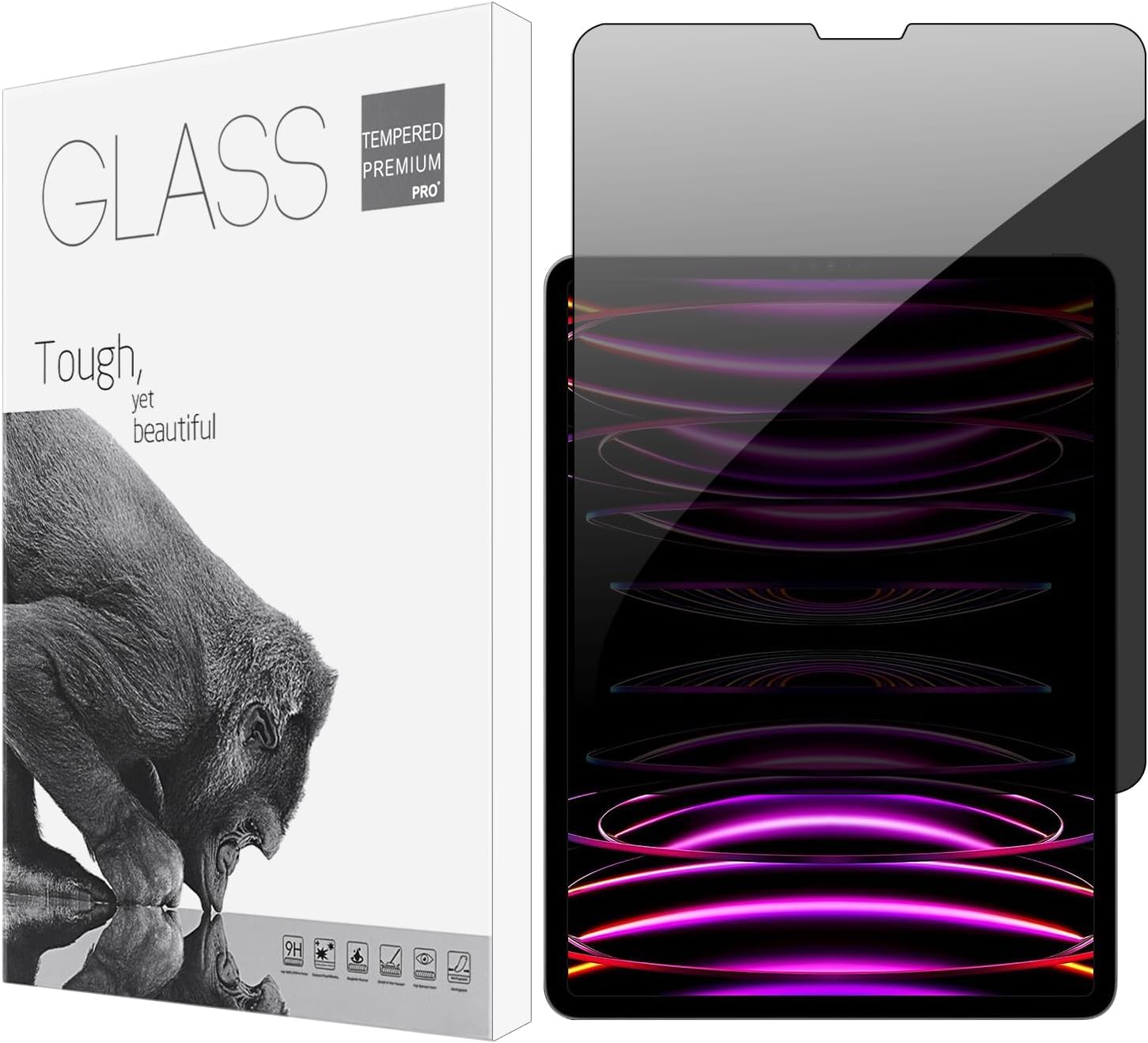 Yongmai Privacy Screen Protector For Ipad Pro 12.9Inch 6Th/5Th/4Th/3Rd Gen 2018 2022, Anti Spy Tempered Glass Film For Ipad 12.9