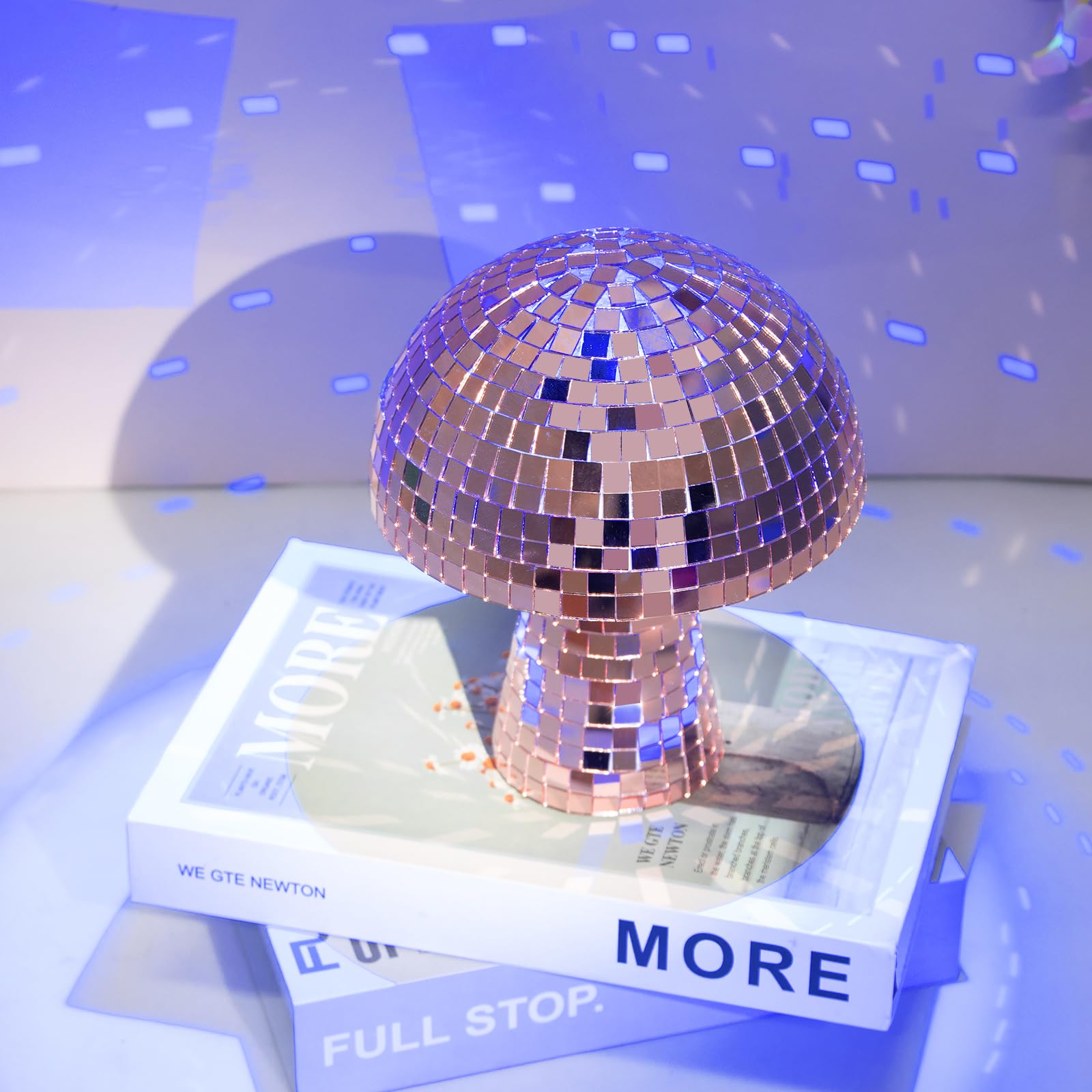 Hjandhj 7 Inch Rose Gold Mushroom Disco Ball, Mushroom Disco Ball Reflective Mirror Ball For Wedding Party Room Bar Decor