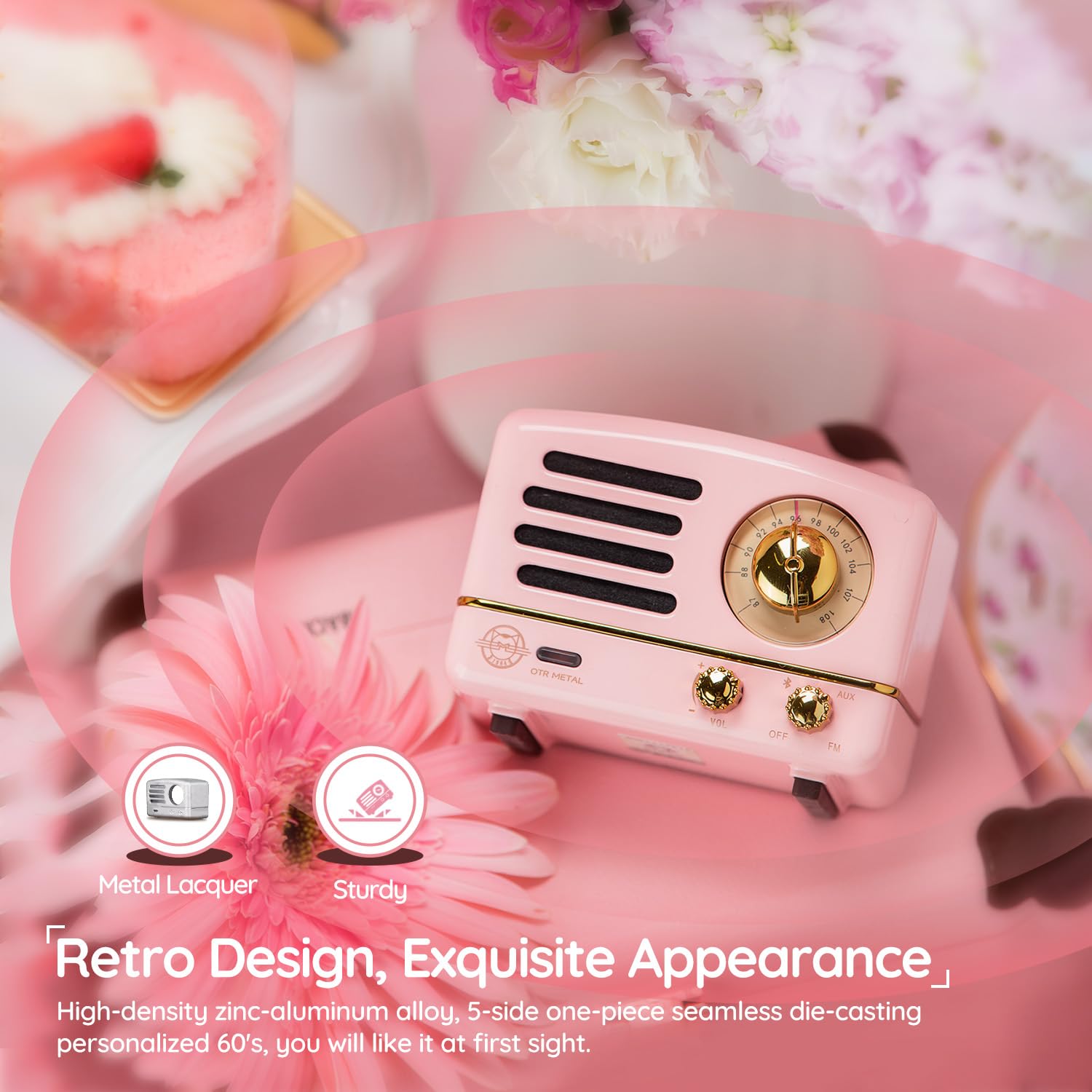 Muzen Portable Bluetooth Speaker, Otr Metal Retro Small Wireless Speaker, Fm Radio With Antenna Aux, 10H+ Long Playtime, High Fidelity Stereo Audio With Suitcase, Room Office Decor, Festival Gift