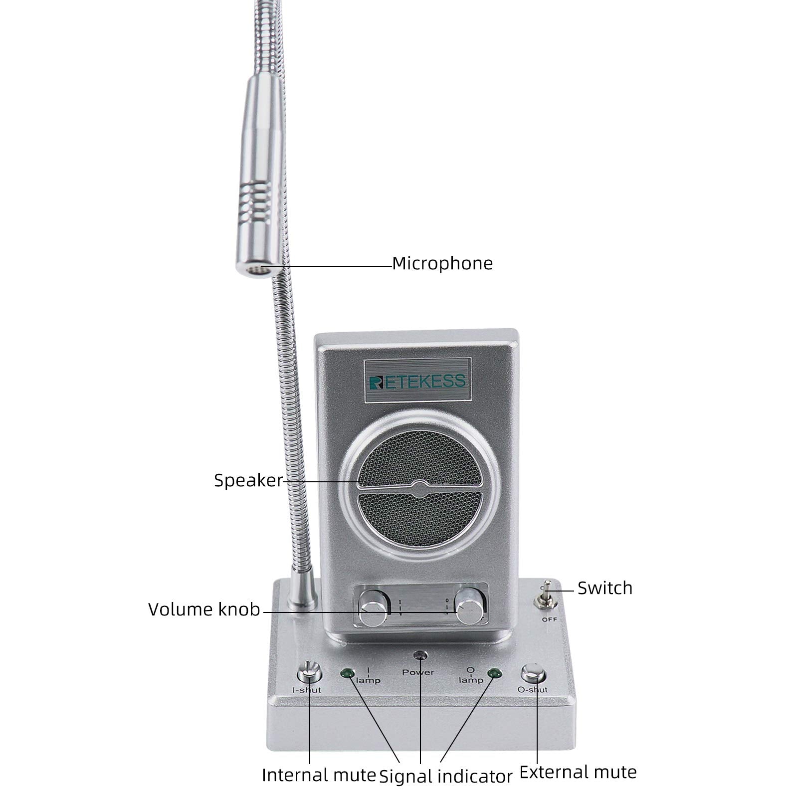 Retekess Tw102 Window Intercom,Intercom System,8M Microphone,Connect Wireless Mic,Speaker For School,Hospital,Express(3 Pack)