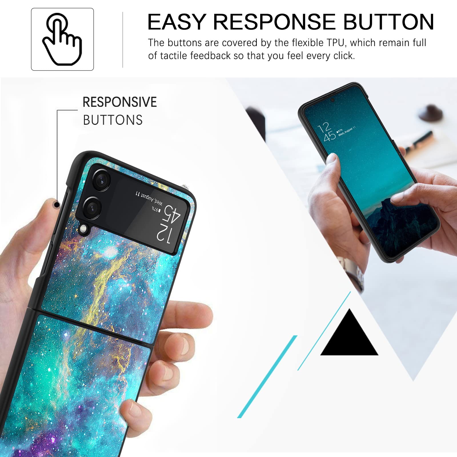 Veningo Galaxy Z Flip 4 Case, Slim Fit Glow In The Dark Shockproof Hybrid Hard Pc Soft Tpu Bumper Anti Scratch Non Slip Protecti