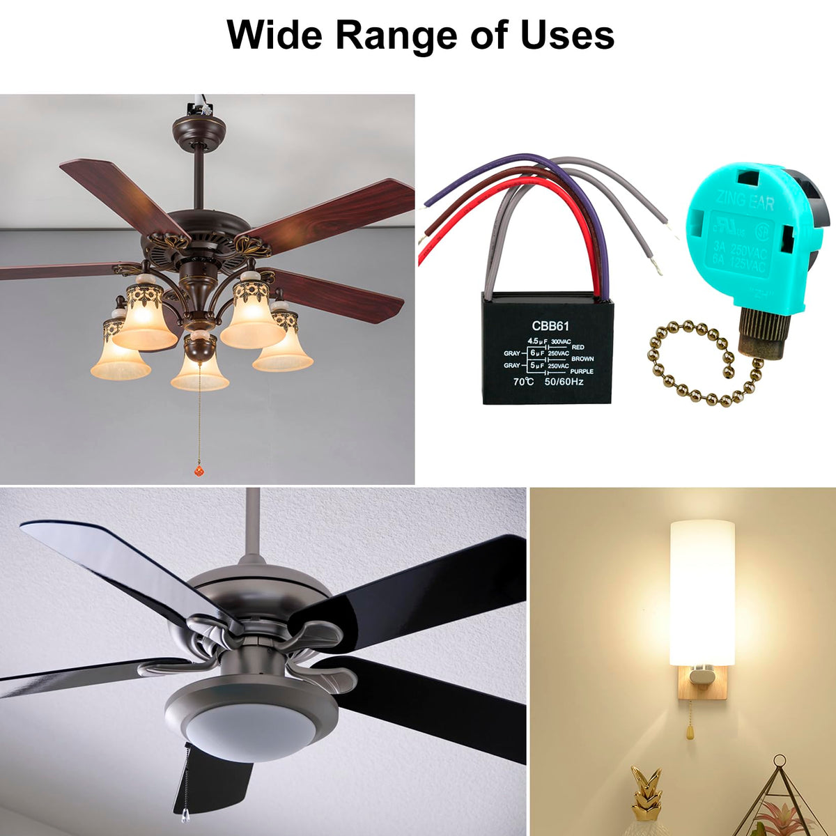 Ceiling Fan Capacitor Cbb61 4.5Uf + 6Uf + 5Uf 5Wire 250V, Ceiling Fan ...