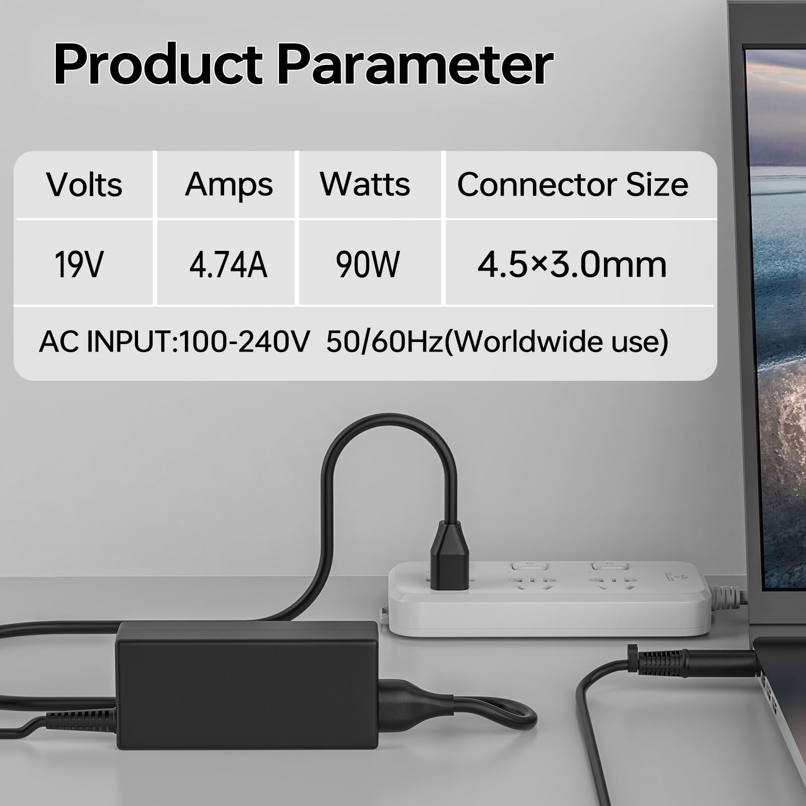 90W 19V 4.74A Ac Charger Fit For Hp 22 C0063W 22 C0073W 22 Df0003W 22 Df0013W 23 Q026 23 R110 24 B010 24 E001Nf All In One Deskt