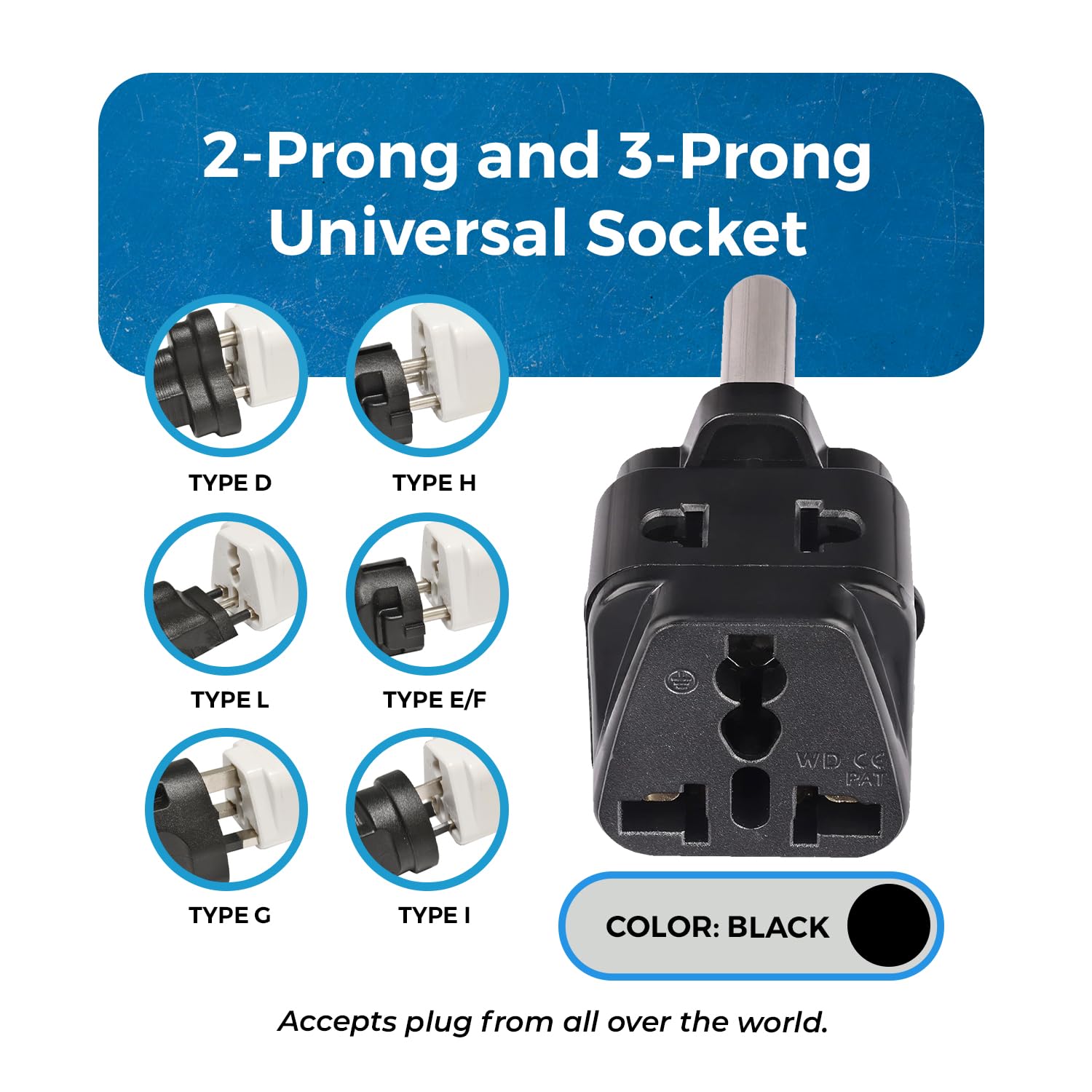 Orei South Africa, Botswana Power Plug Adapter, 2 In 1 Usa Grounded Connection   Universal Socket   Type M   4 Pack   Perfect Fo