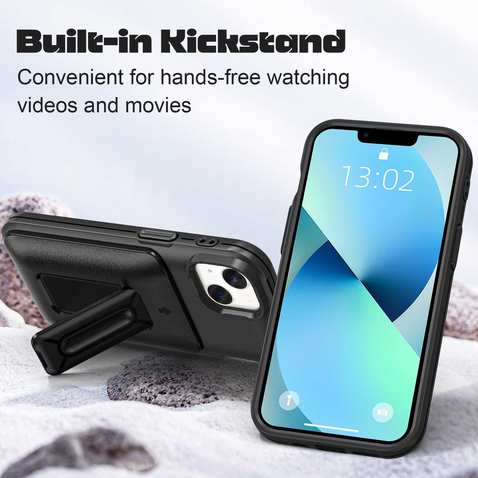 Samonpow For Iphone 13 Case / 14 Case Wallet With Card Holder [3 Cards] & Stand Heavy Duty Protective Shockproof Hidden Card Slo