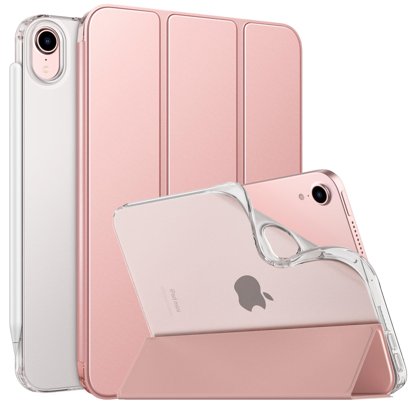 MoKo Case Fit New iPad Mini 7 (A17 Pro) 2024, iPad Mini 6th Generation Case 2021 (8.3 inch), iPad Mini 6 Case, Soft TPU Translucent Frosted Back Cover Case for iPad Mini 7th, Rose Gold