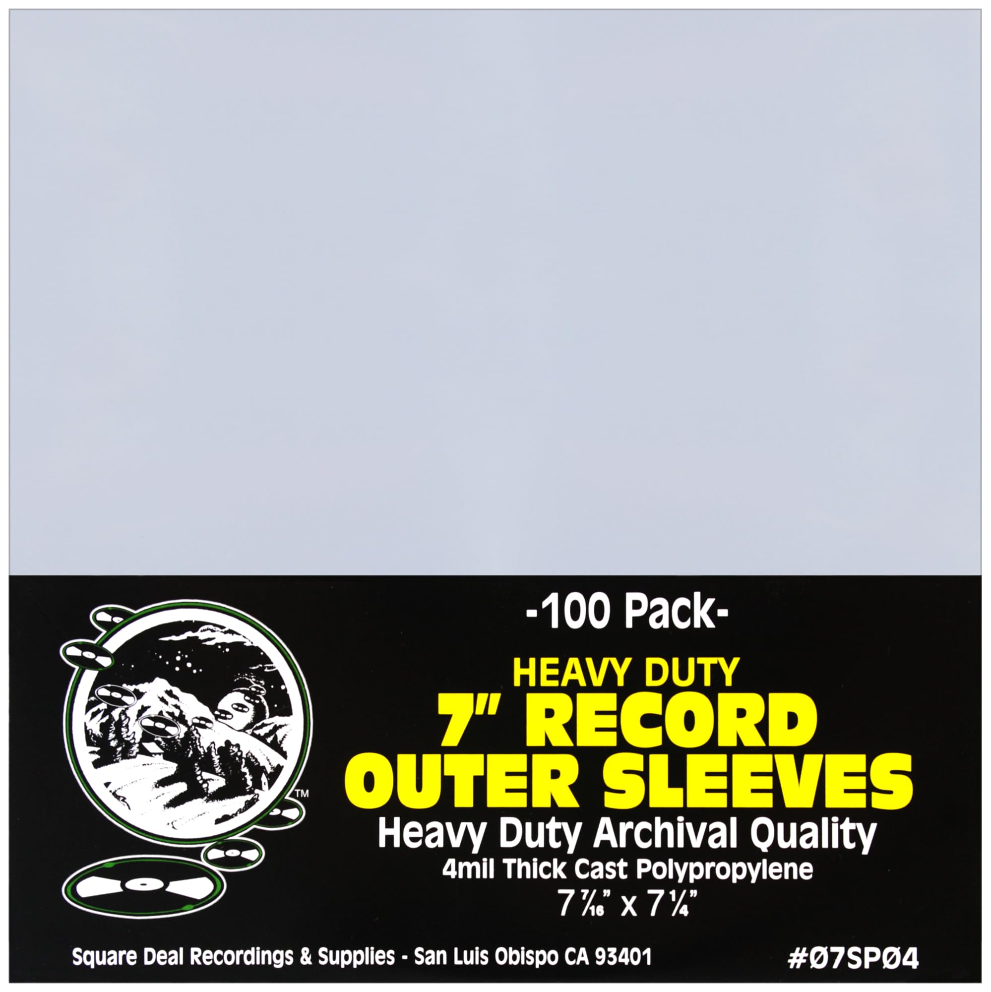Square Deal Recordings & Supplies - 7 45rpm Vinyl Record Outer Sleeves - Heavy Duty 4mil Thick - Archival Quality - Set of 100#0