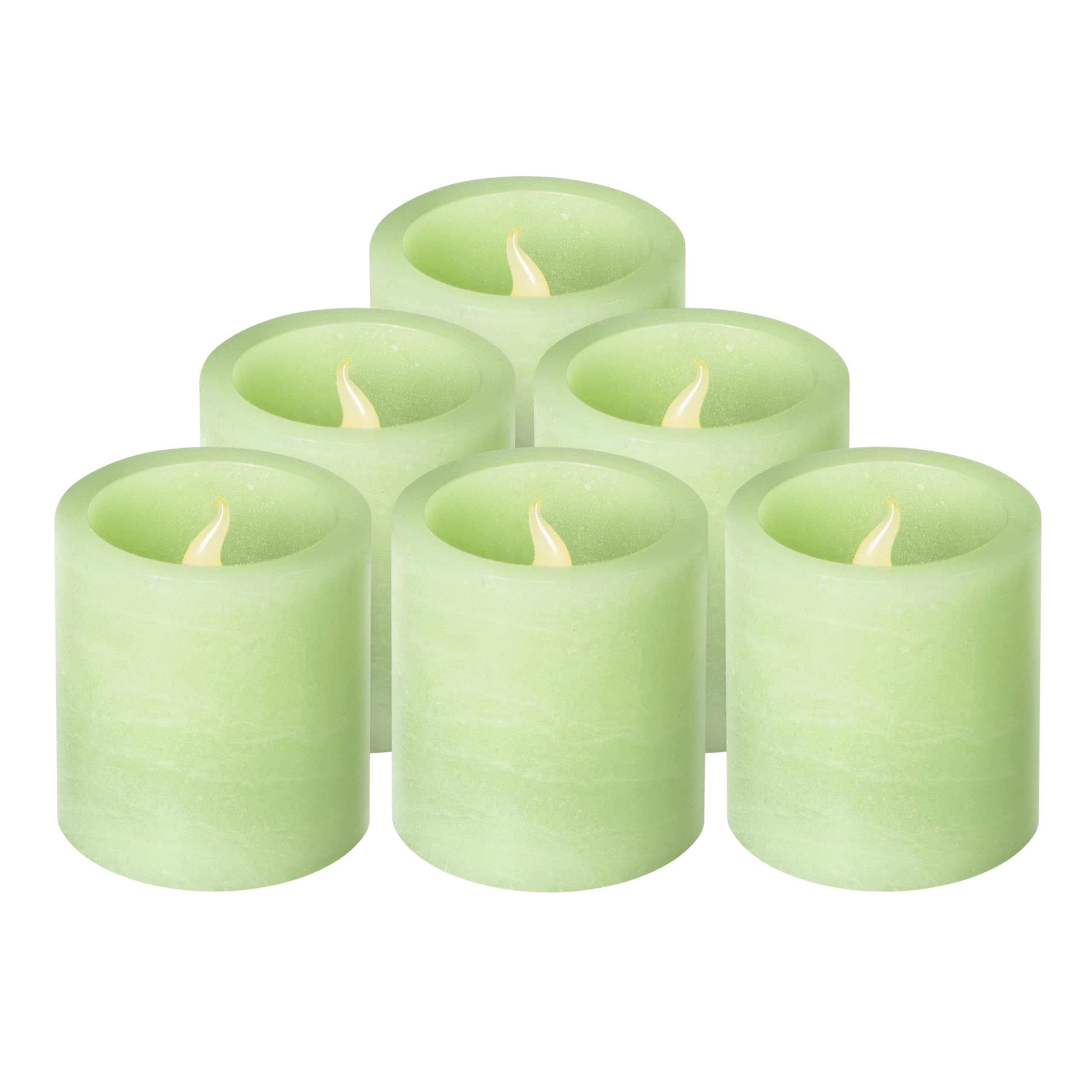 Furora Lighting Green Real Wax Led Votive Tealight Candles Pack Of 6, Flameless Flickering Candles For Delicate Home D  Cor, 1.9
